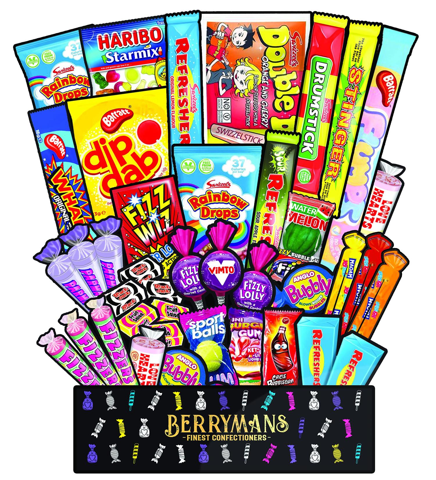 Box Of Old Fashioned Jumbo Sweets Gifts for Men or Women |A Huge Retro Hamper Box By Berrymans | Black Jacks Parma Violets. - Buy Online on GoSupps.com