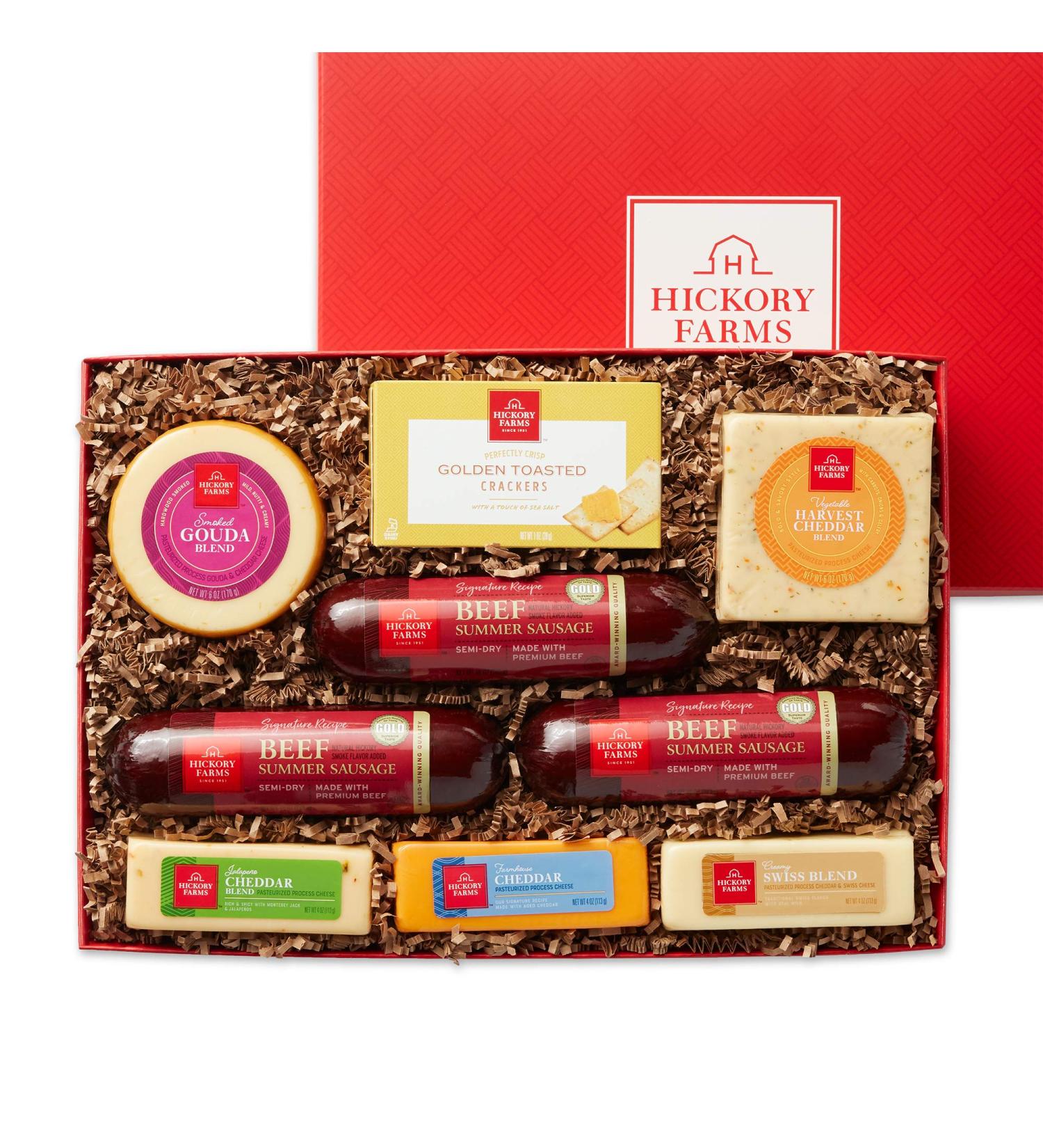 Hickory Farms Meat & Cheese Large Gift Box - Gourmet Food Basket for Family, Birthdays, Sympathy & Corporate Gifts - Buy Online on GoSupps.com