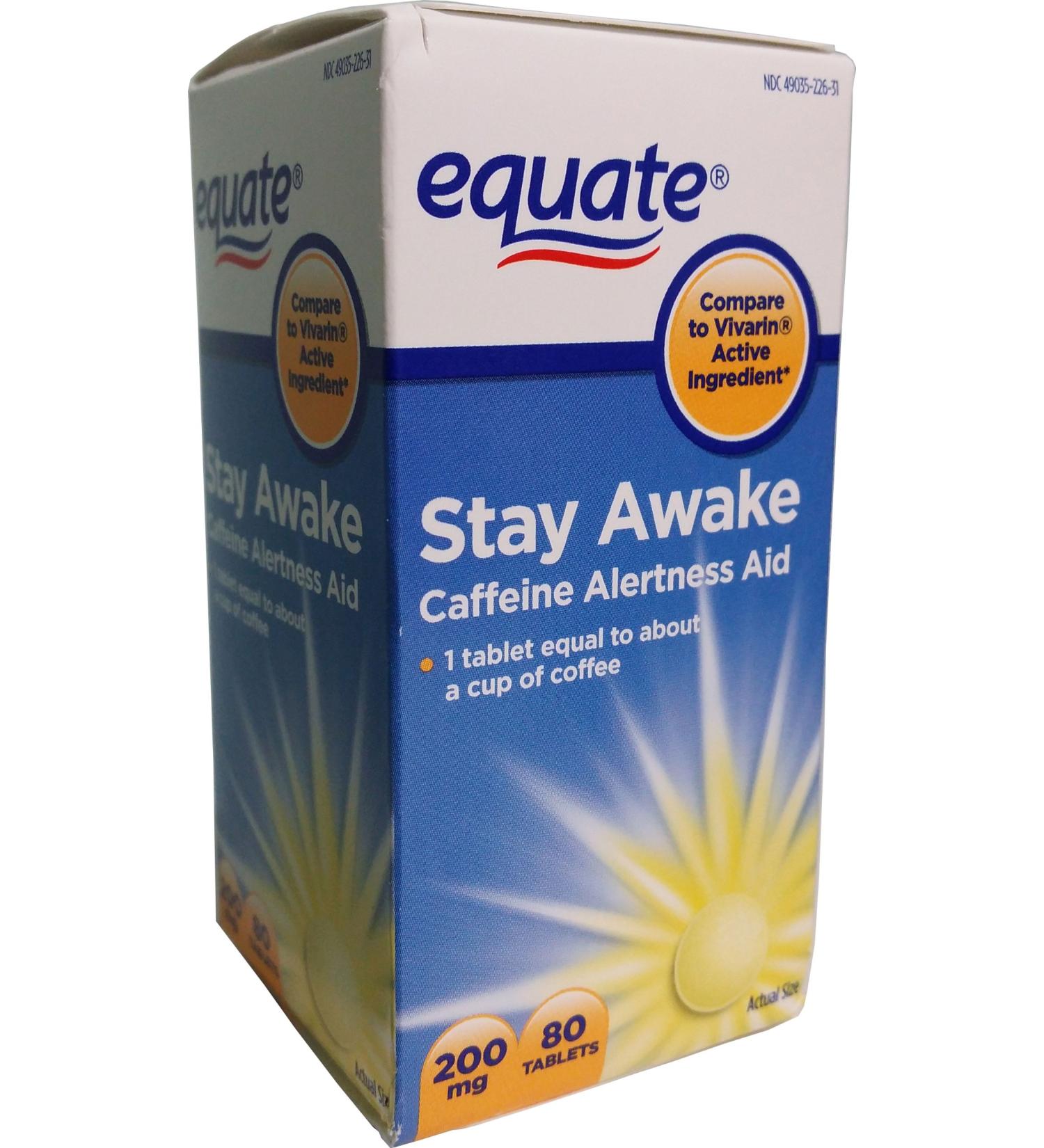 Equate Stay Awake 200mg Caffeine Tablets - Alertness Aid (80 count) - Buy Online on GoSupps.com