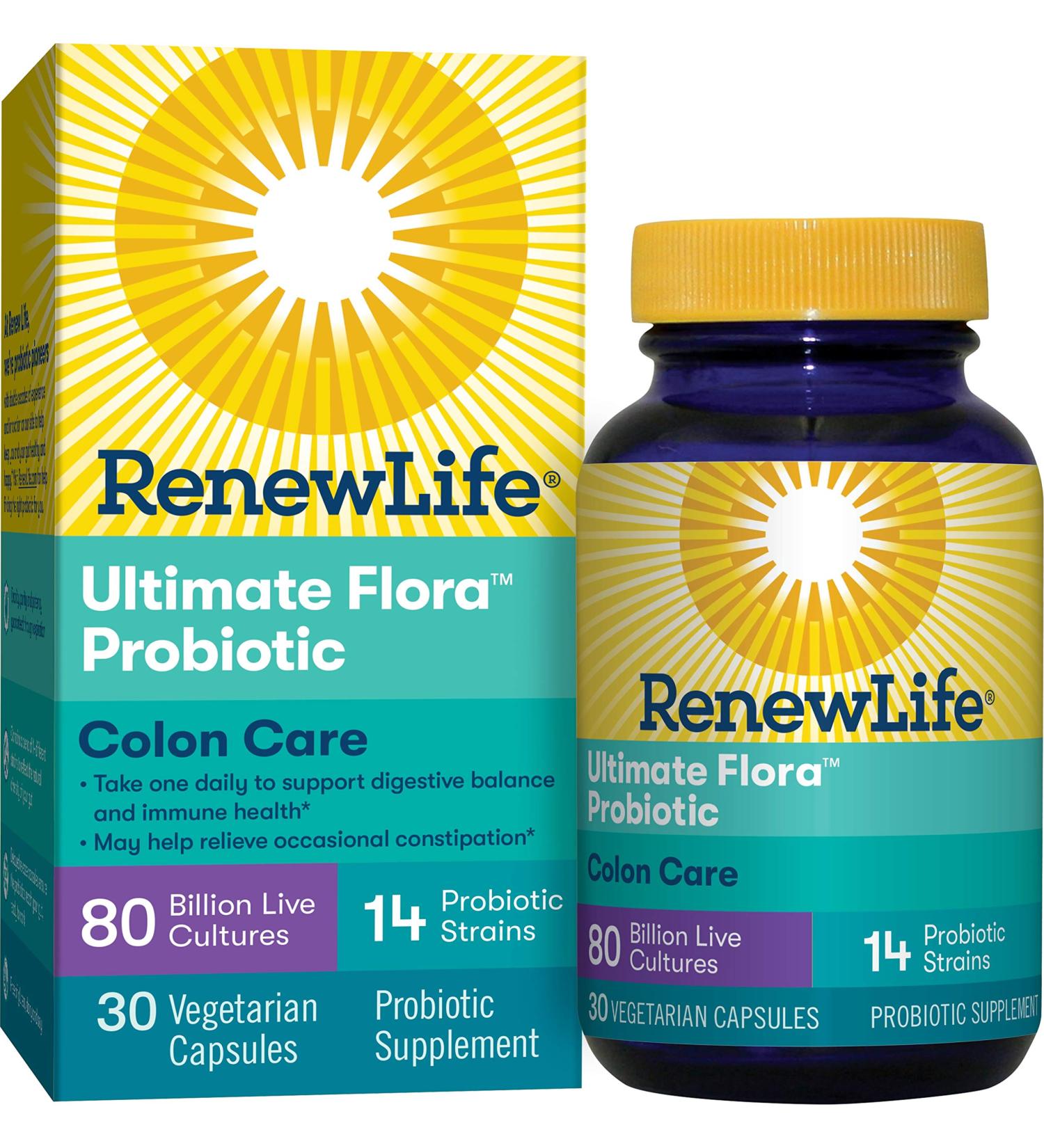 Renew Life Ultimate Flora Probiotic 80 Billion - Colon Care, 30 Veg Capsules - Buy Online on GoSupps.com