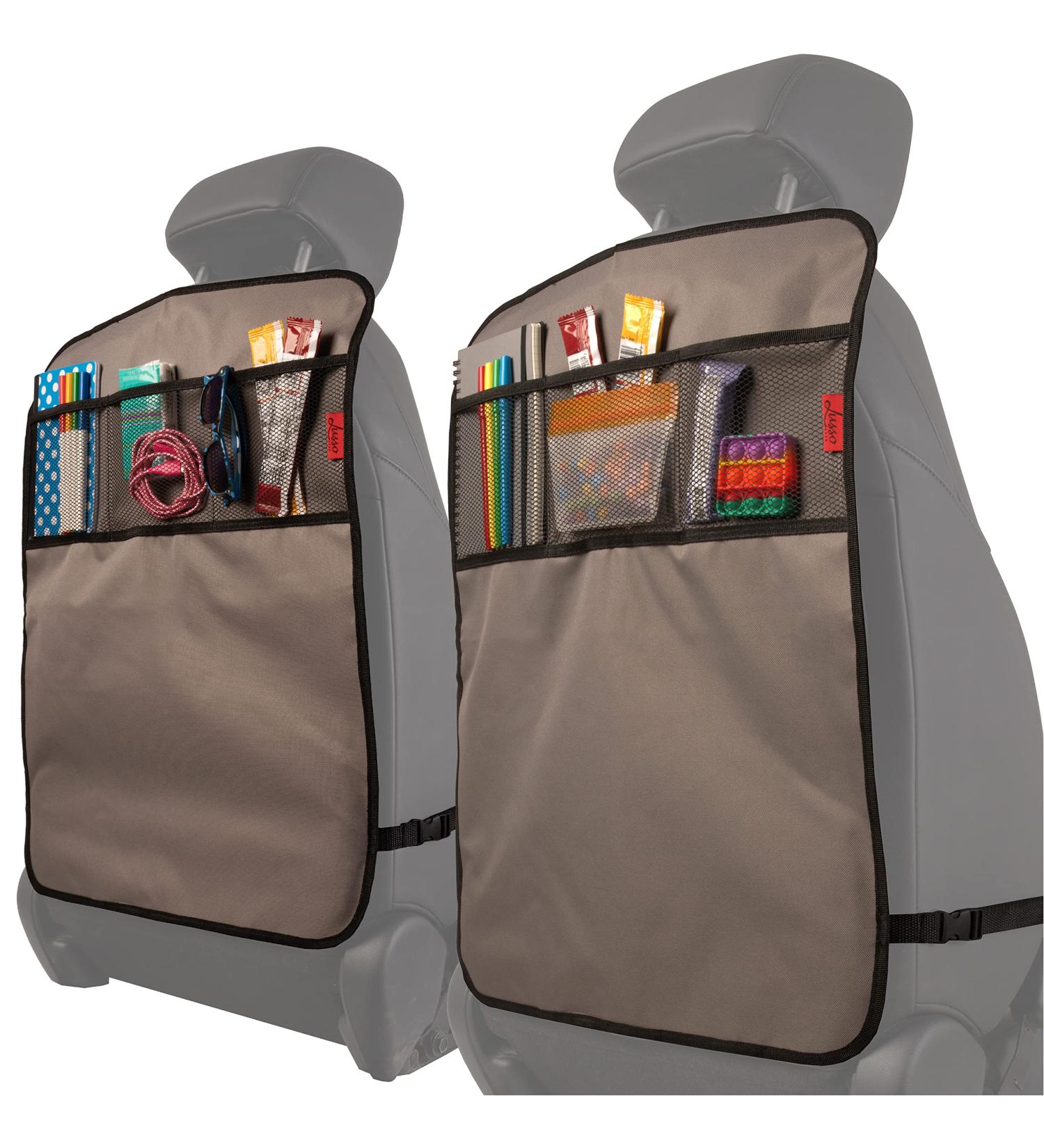 Lusso Gear Heavy Duty Kick Mats (2 Pk) - Waterproof Back Seat Protector for Kids - Premium Oxford Fabric - Gray - Buy Online on GoSupps.com