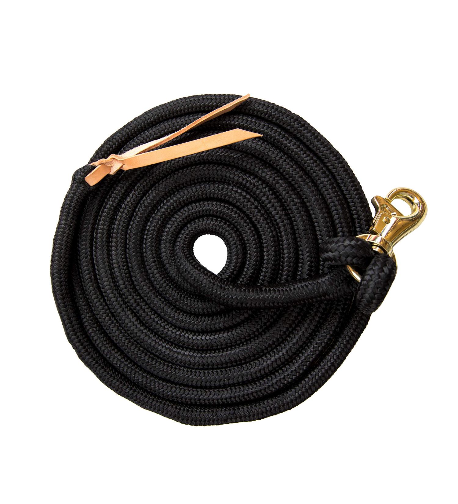 Kensington Lead Rope Nylon Braided Leather Popper Swivel Snap KTL 15' F - Black
