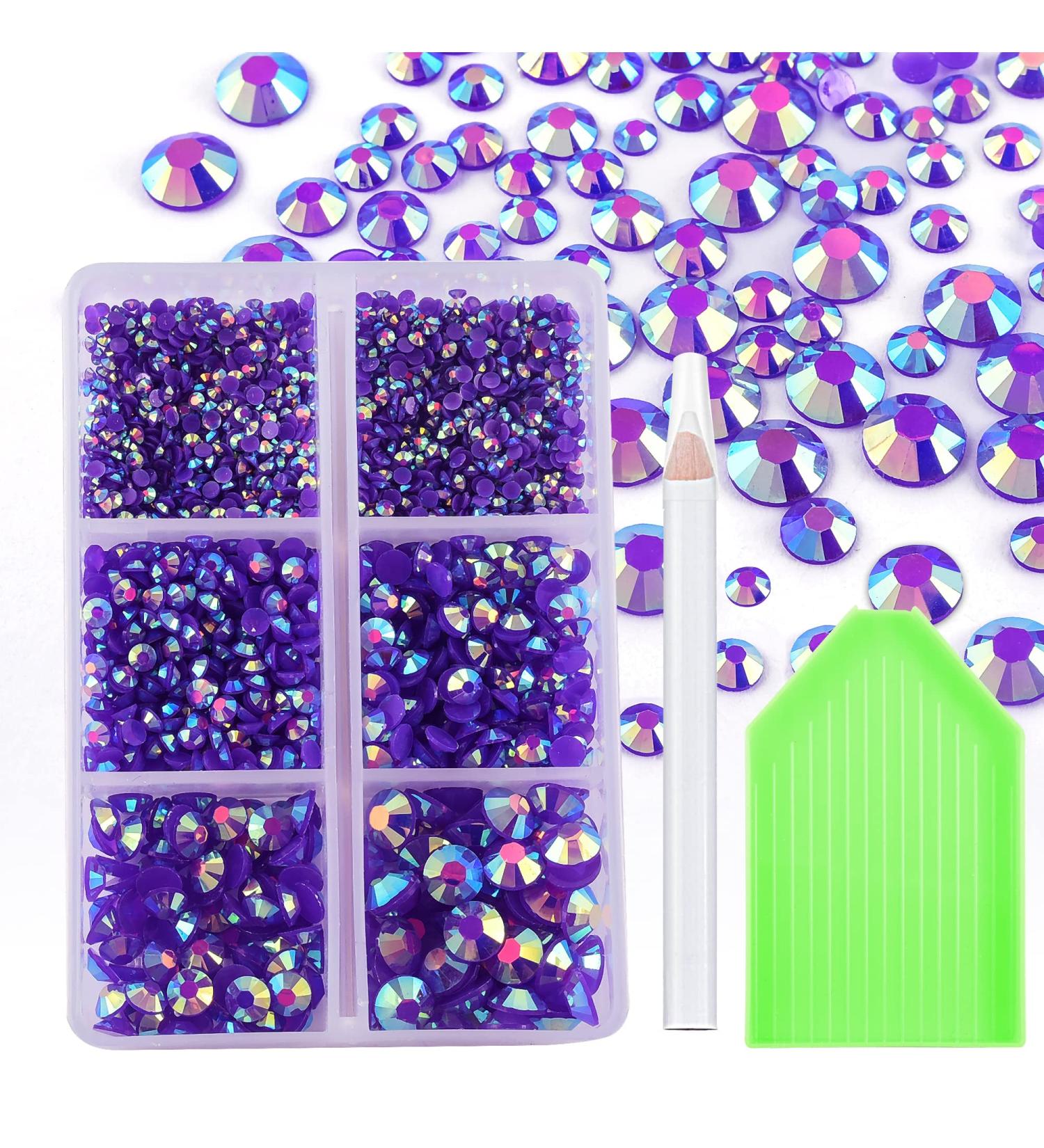 2000pcs Flat Back Rhinestones 5 Mixed Sizes Round Resin AB Rhinestones - Dark Amethyst AB for Nail Art & DIY Crafts | Blinginbox - Buy Online on GoSupps.com