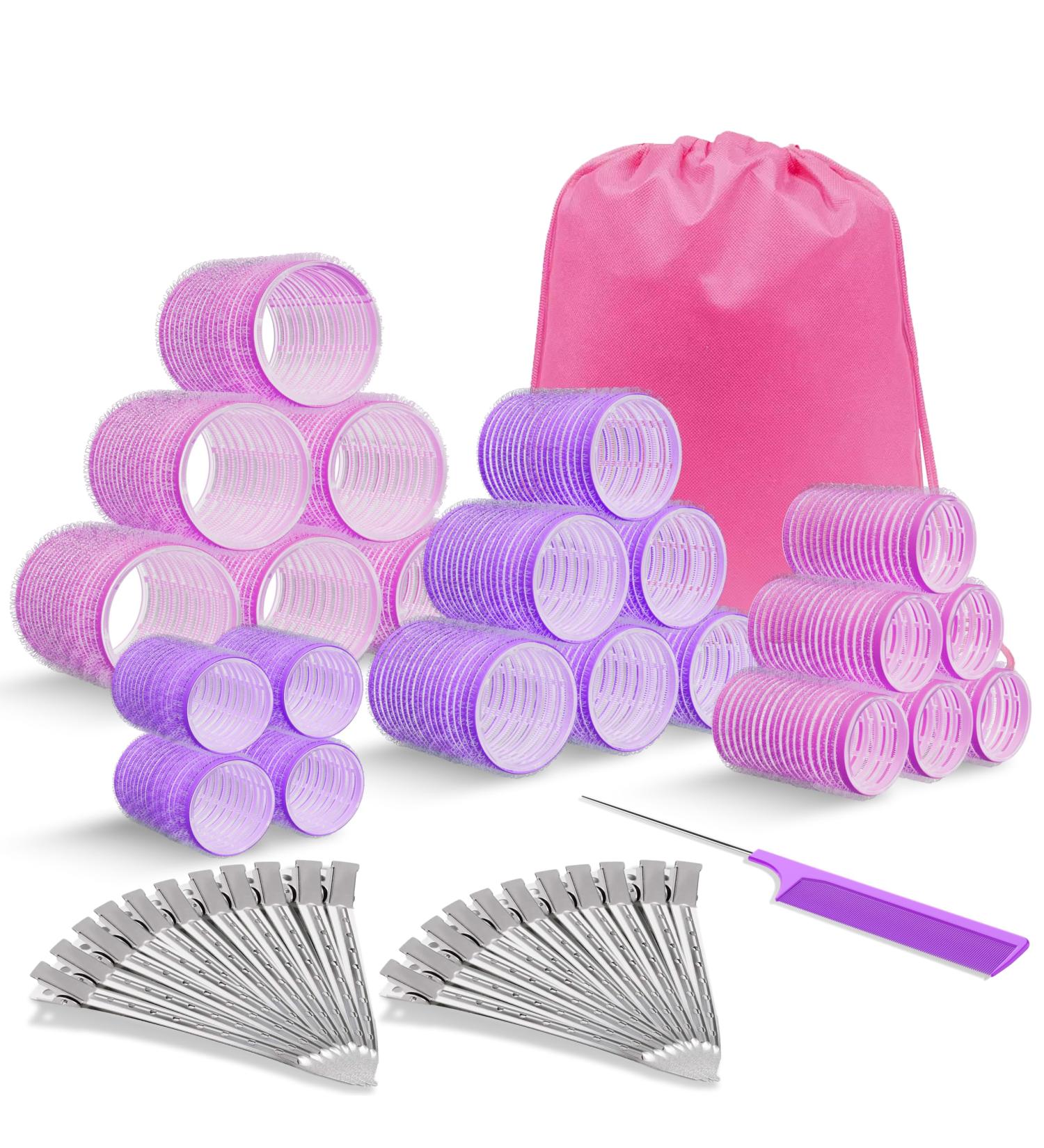 46 Pcs Hair Rollers with clips Velcro rollers for hair volume Hair Rollers for Long Medium Short Hair 4 Sizes Jumbo Large medium small Hair Curlers rollers (22 Rollers +22 clips +1 Tail comb +1 Bag) - Buy Online on GoSupps.com