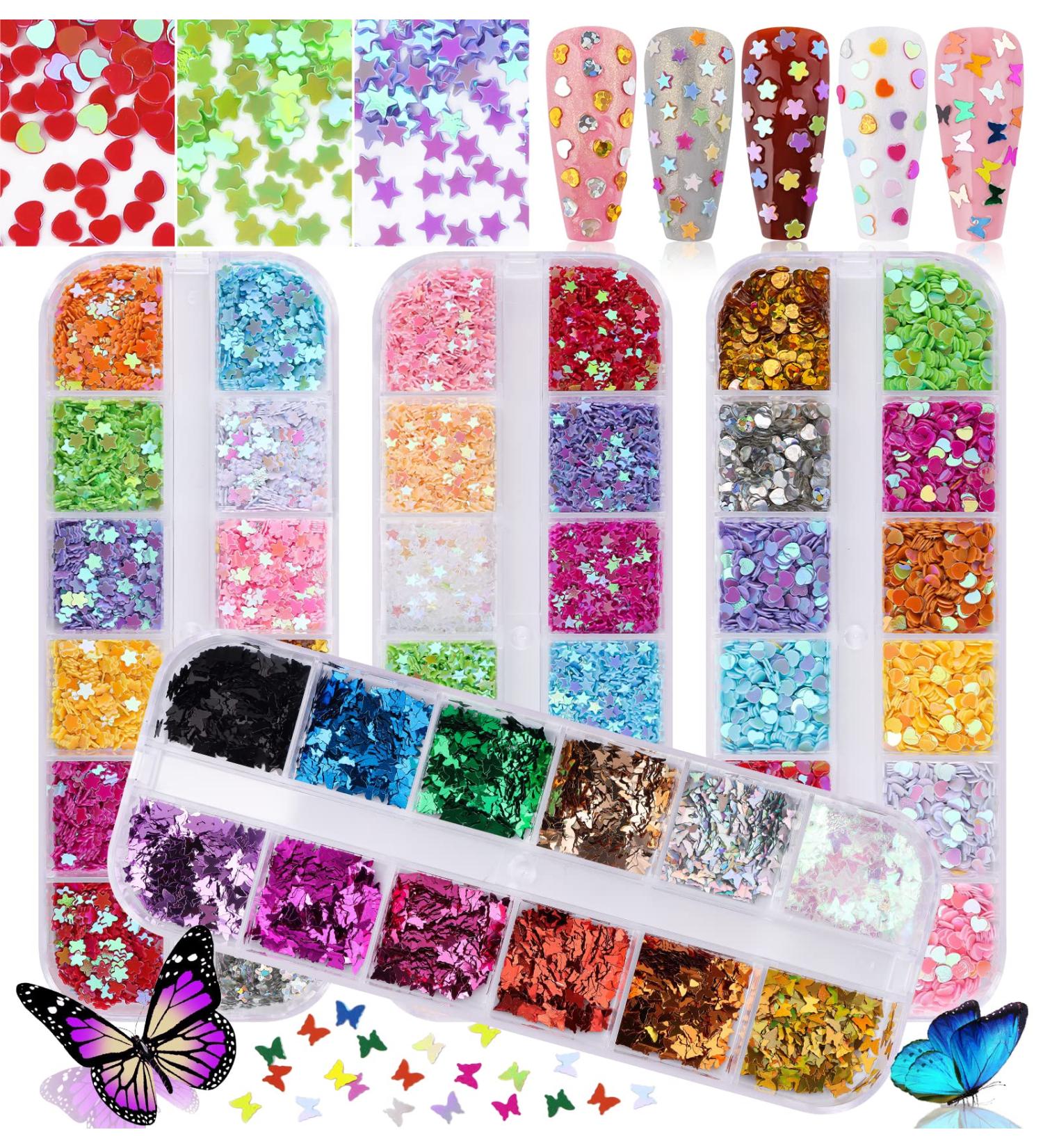 Kalolary 4boxes Holographic Nail Art Glitter Sequins - Valentine's Day Decoration - Buy Online on GoSupps.com