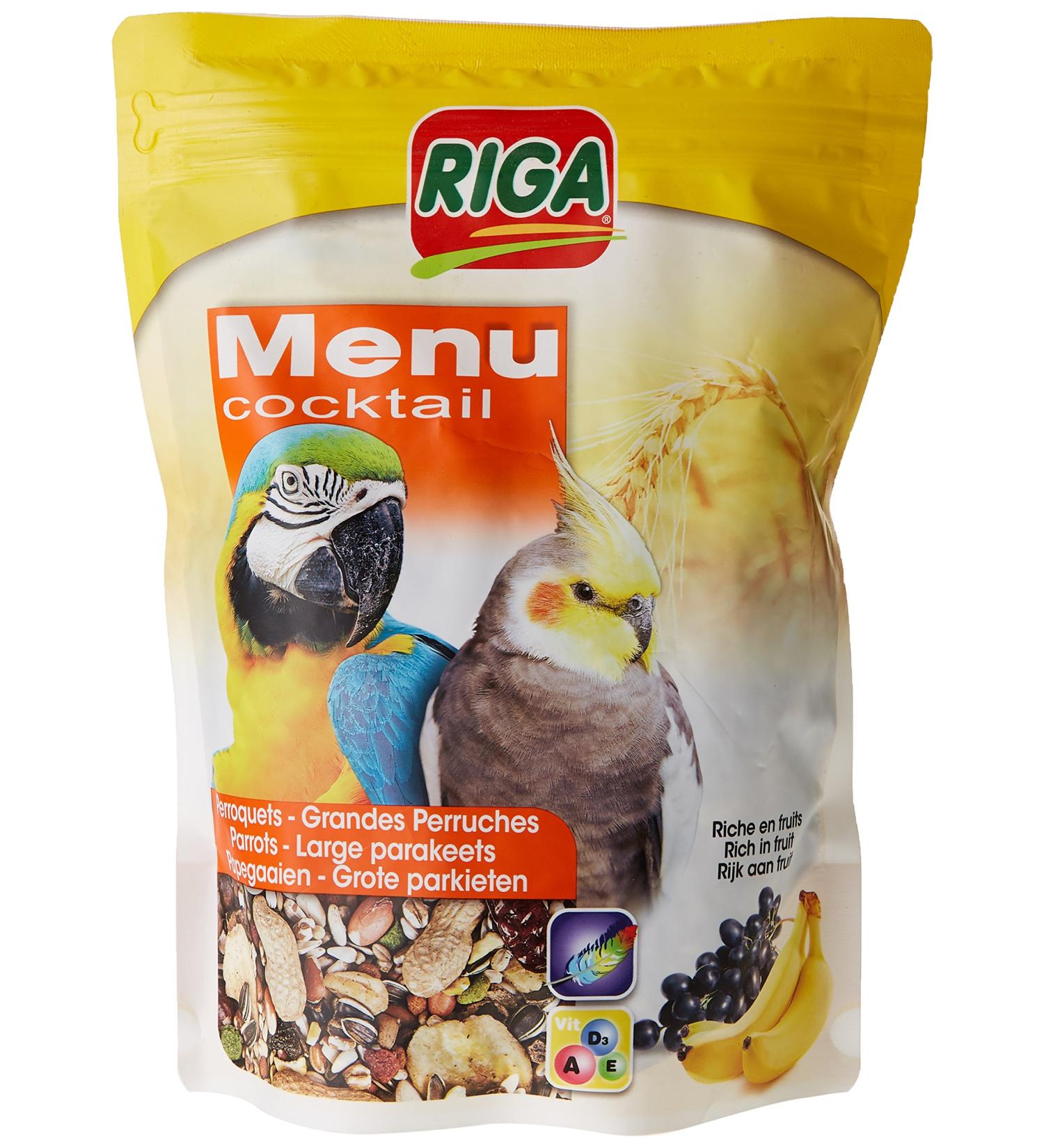 Riga Menu Cocktail for Parrots - 500g Grain Mixture Fruit-Rich & Vitamin Source | Balanced Feed for Large Parrots & Aviaries - Buy Online on GoSupps.com