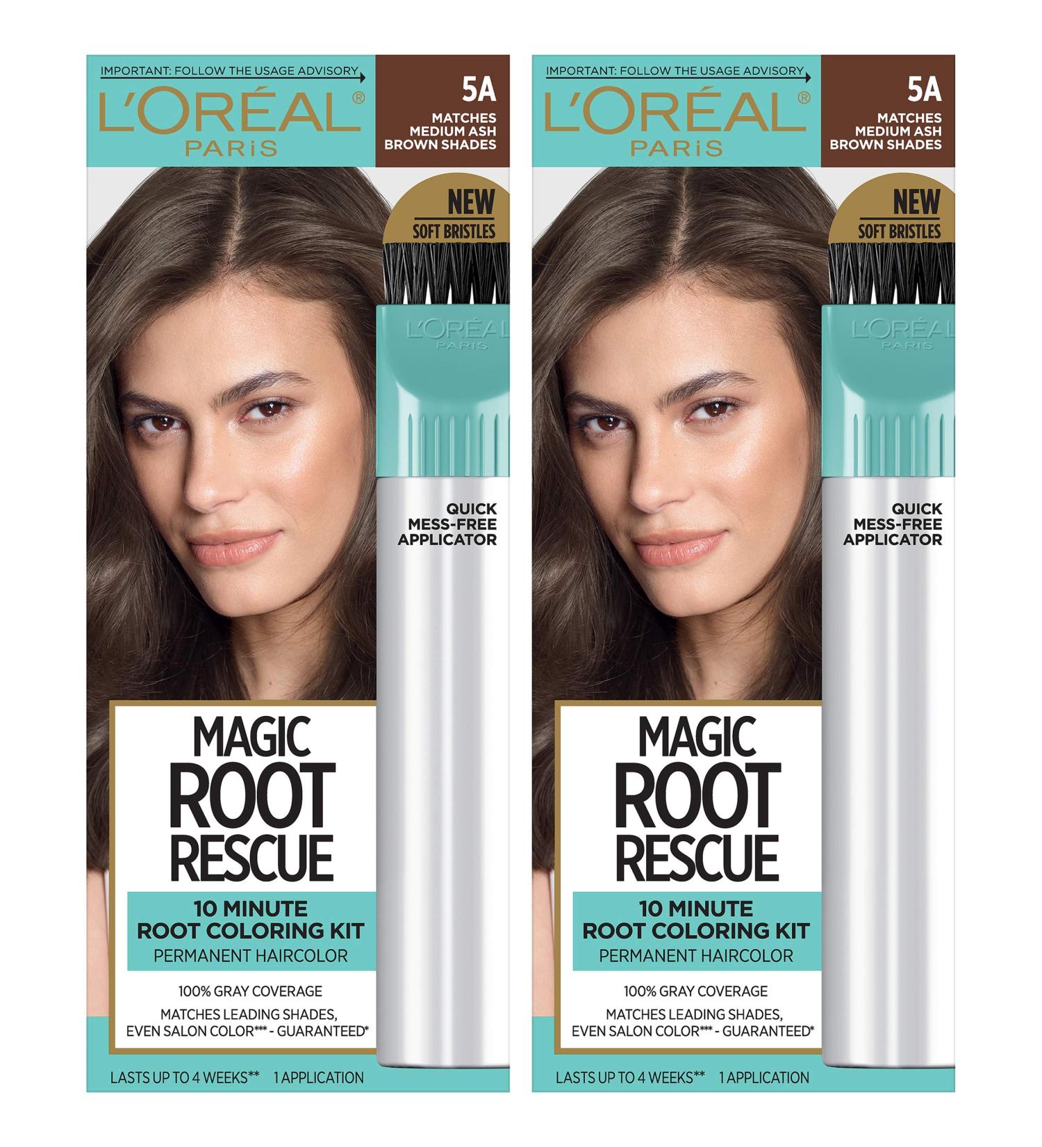 Root Rescue Medium Ash Brown 5A 2PK - 2 Count pack - Fast & Easy Home Hair Color Solution - Buy Online on GoSupps.com