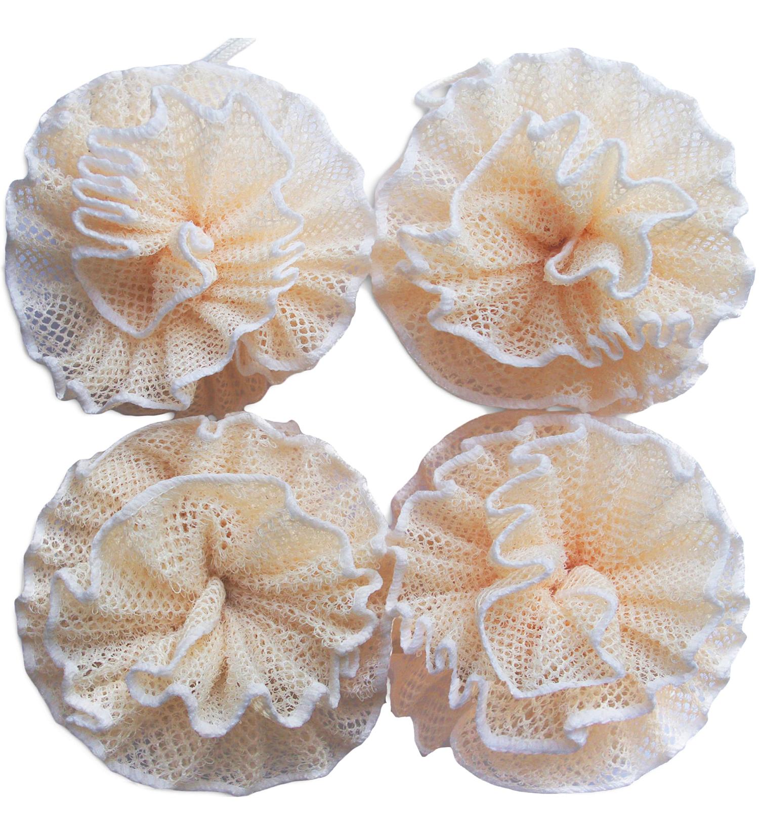 Super Exfoliating Spa Weave Loofah Shower Sponge Pouf - Pack of 4 - Buy Online on GoSupps.com