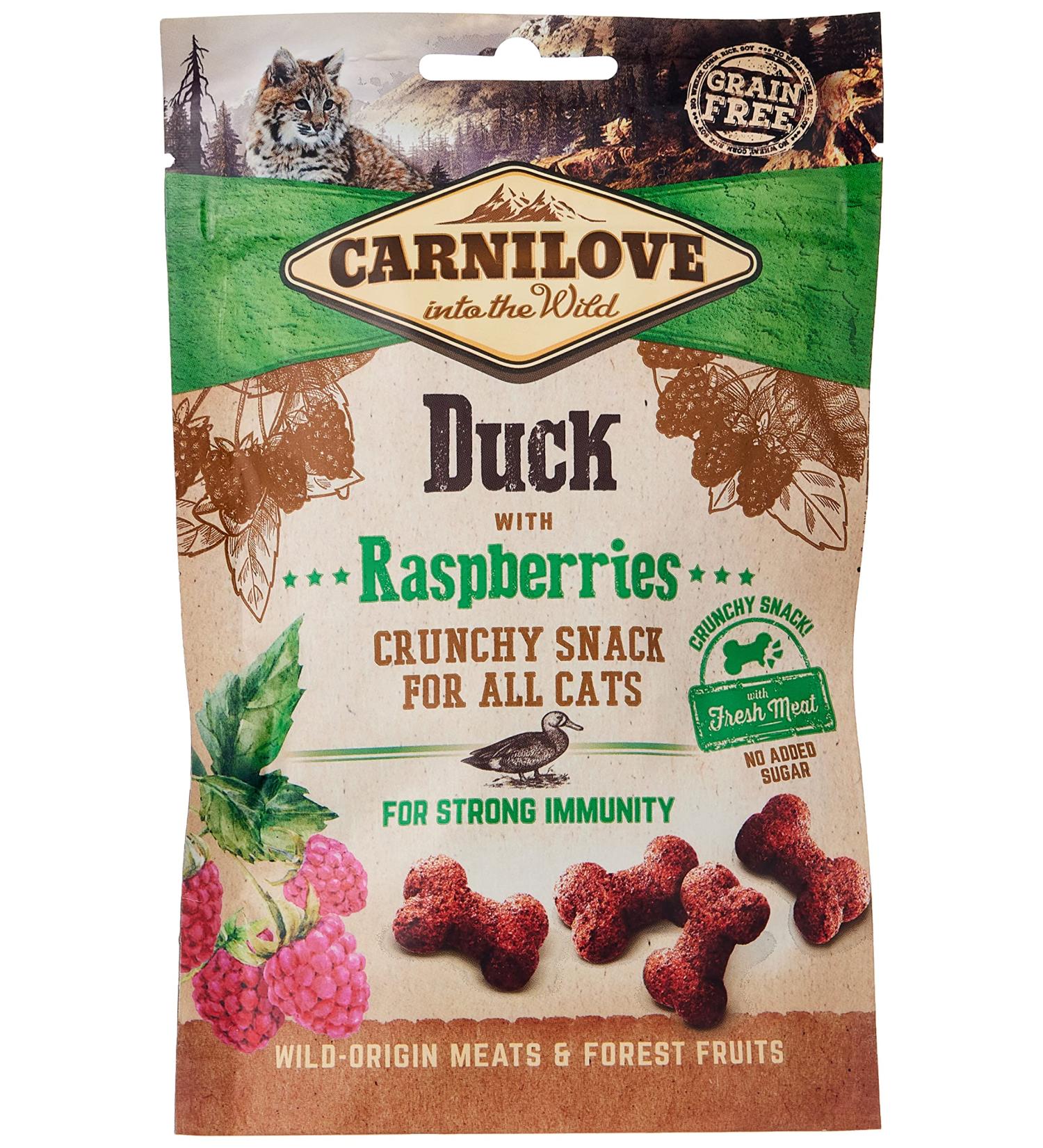 Carnilove Crunchy Snack Duck & Raspberries Cat Treats 50G - Pack of 31 x 1.6g - Total: 50g - Buy Online on GoSupps.com