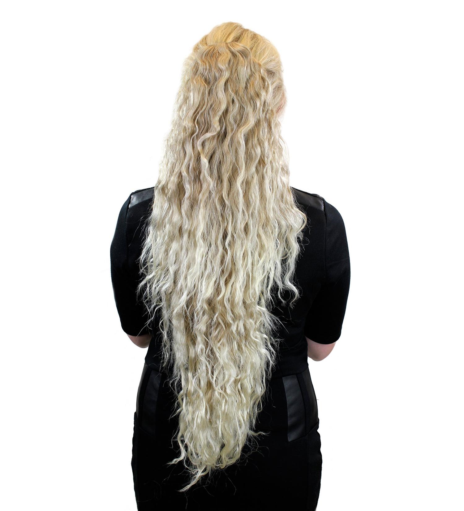 Very Long Voluminous Ponytail Hairpiece with Kinky Curls - Dark Blonde & Platinum Highlights | N838-15BT613 - Buy Online on GoSupps.com