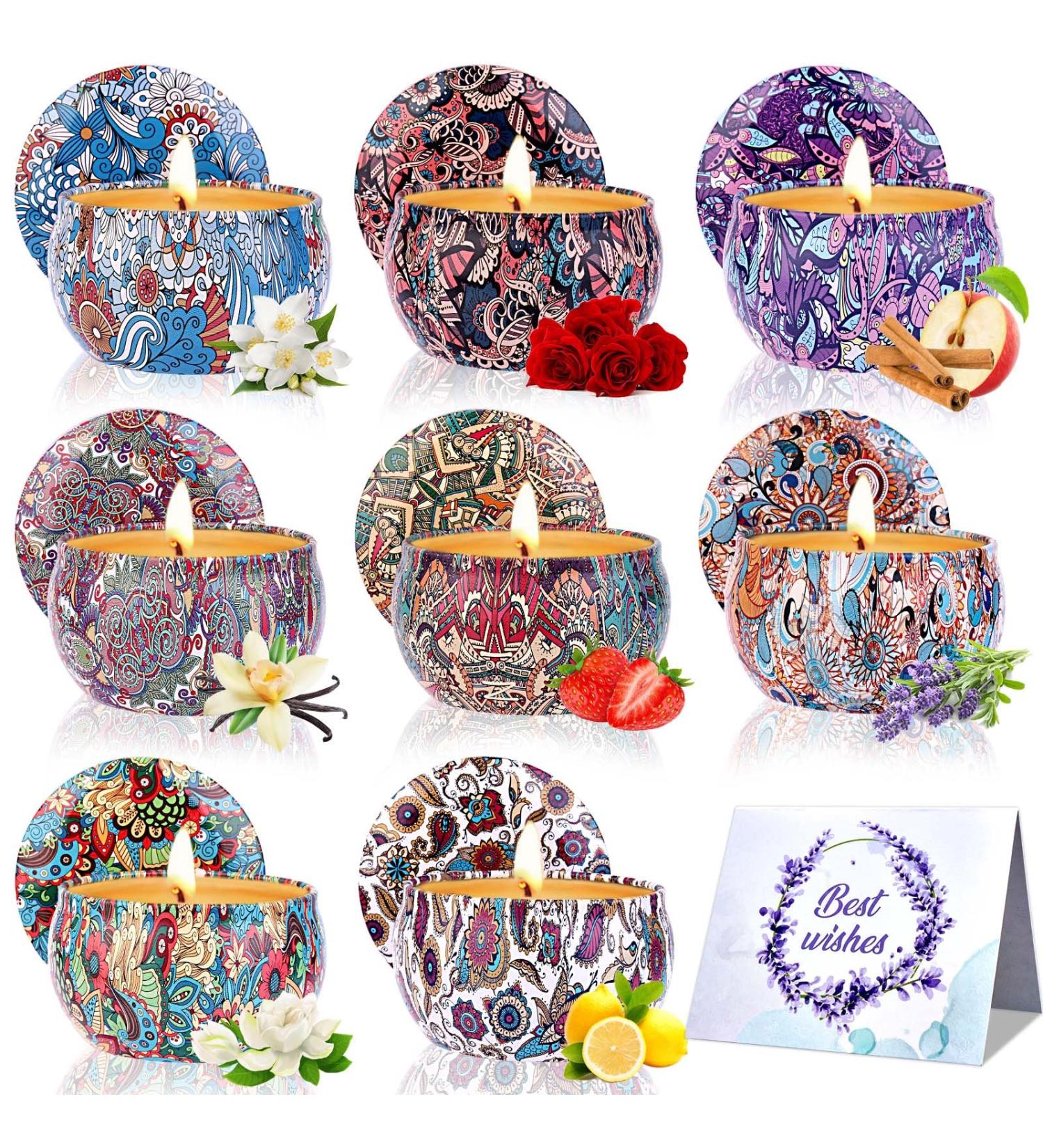 Fragrance Candlestick Set for Women - Aromatherapy Soy Wax Candles with Greeting Card | 160 Hours Burn Time | Perfect Gifts for Birthday Valentine's Day Mother's Day Yoga & More - 8 Colors Available - Buy Online on GoSupps.com