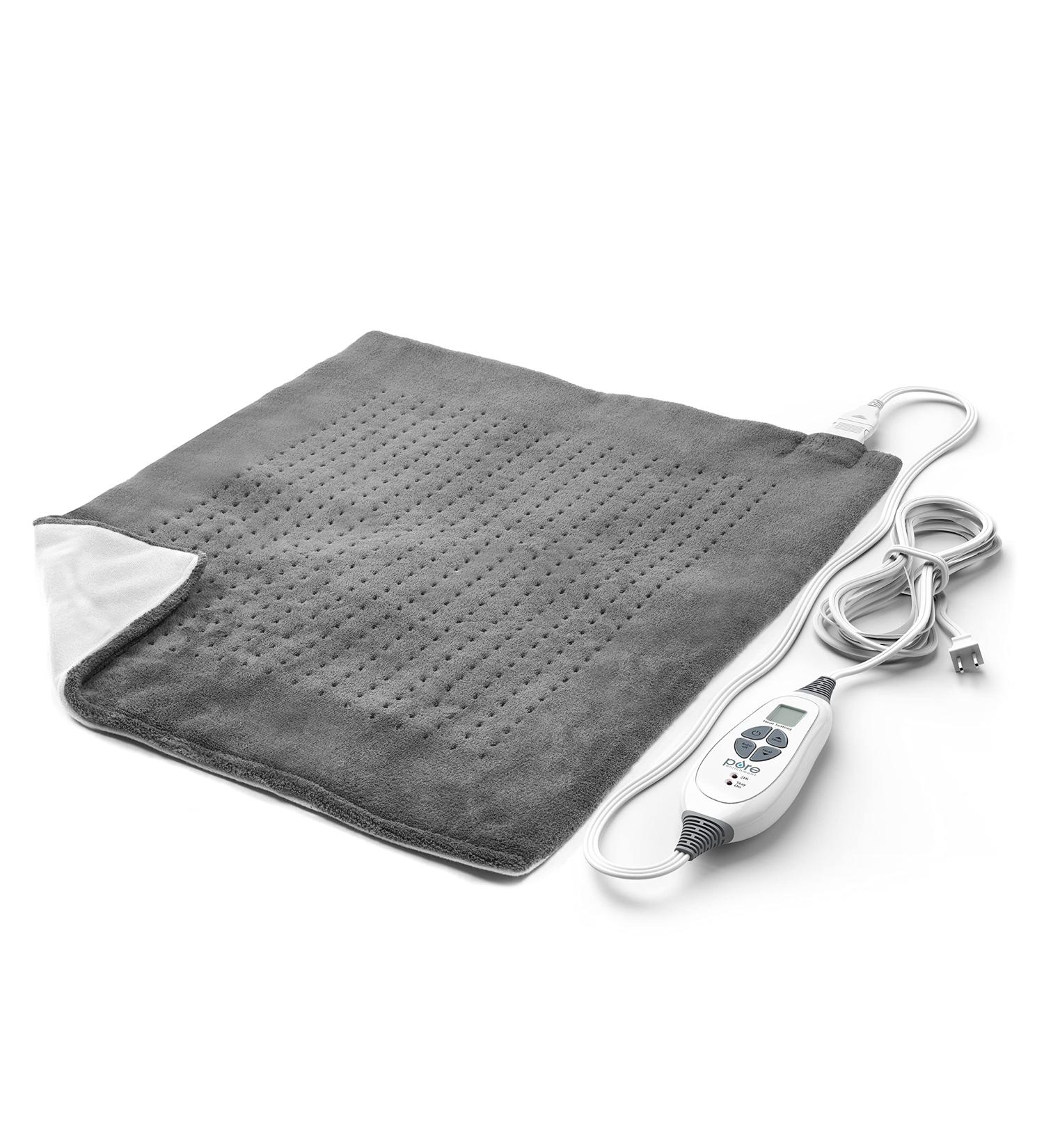 Pure Enrichment PureRelief XXL Electric Heating Pad - 20x24 - 6 Heat Settings - Machine Washable - Soft Microplush - 2-Hour Auto Shut-Off - Gray - Buy Online on GoSupps.com
