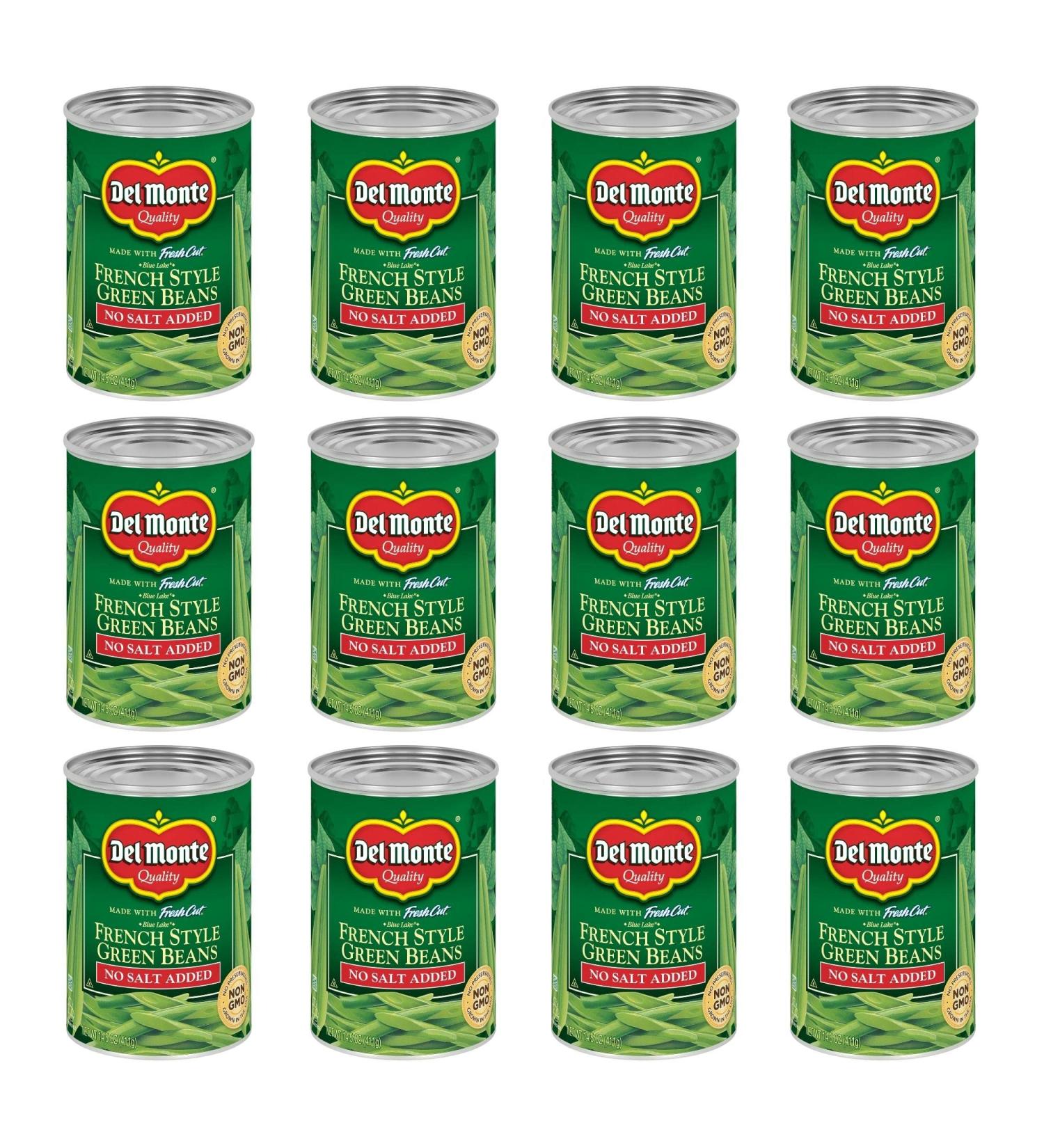 Del Monte Fresh Cut Blue Lake French Style Green Beans - No Salt Added (12 Pack, 14.5 oz Can) - Buy Online on GoSupps.com