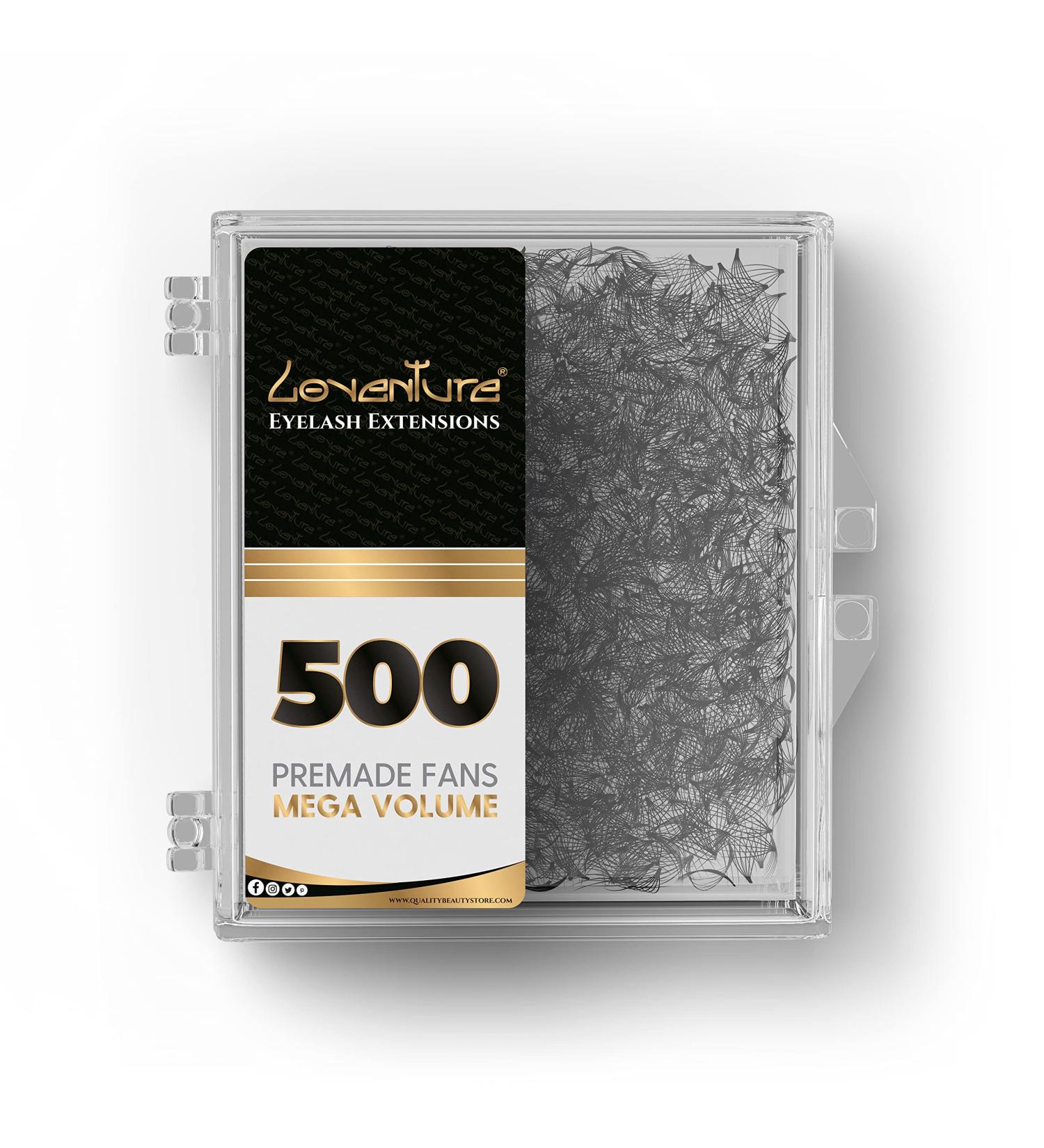 Loventure C Curl Premium Volume 8D-14D fans | 500 pre-fanned eyelashes per box | Mega volume eyelashes
