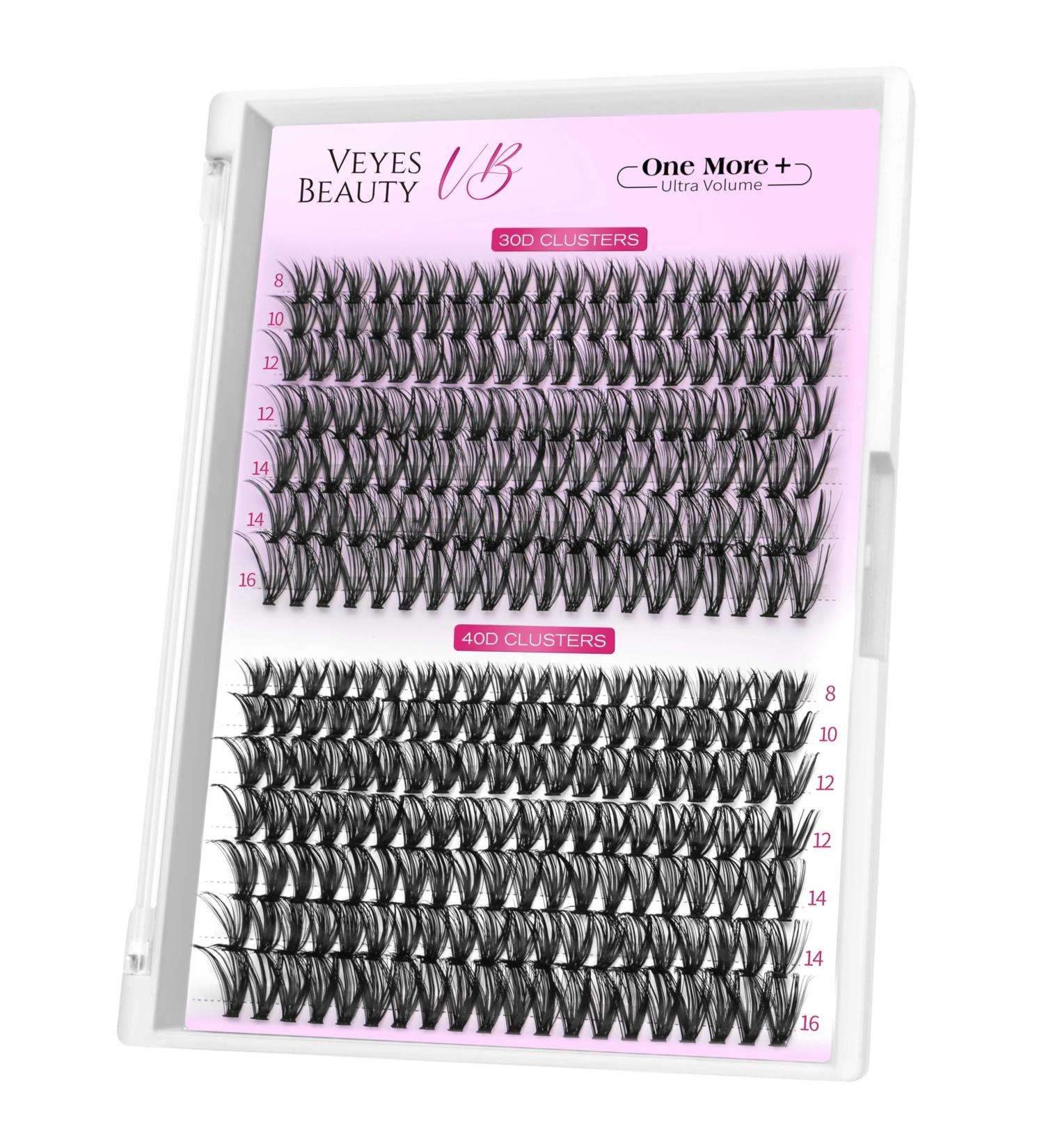 VEYESBEAUTY Lash Clusters - 30D & 40D Volume Individual Lashes | Thin Invisible Band Wispy DIY Eyelash Extensions 8-16mm Mix Tray - Buy Online on GoSupps.com
