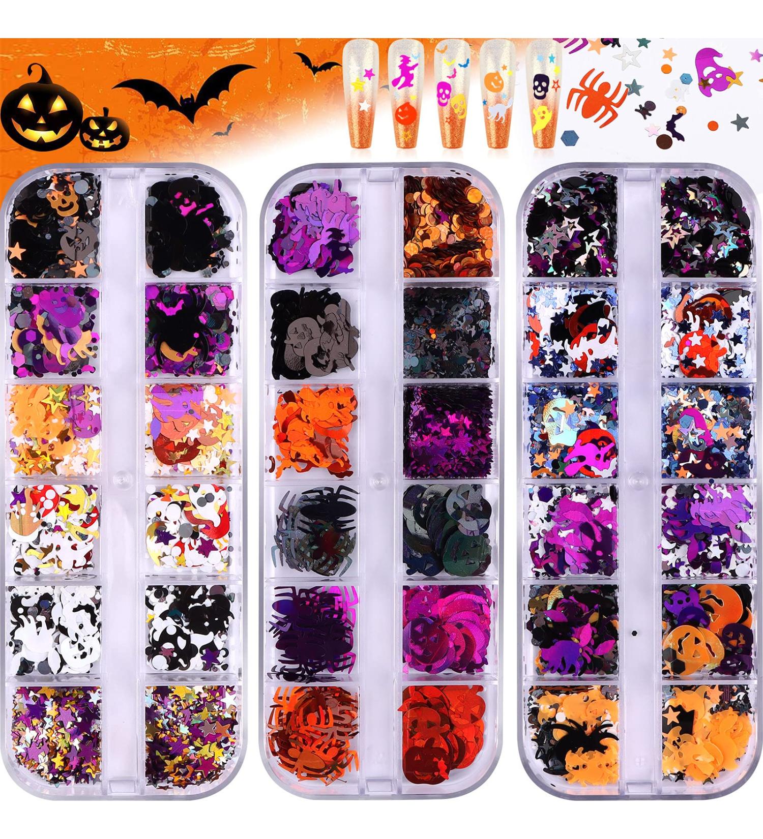 Ebanku 36 Colographic Nail Seedlets - Glittering Halloween Spider Laser Nail Sequins for 3D Holographic Manicure Art - Buy Online on GoSupps.com