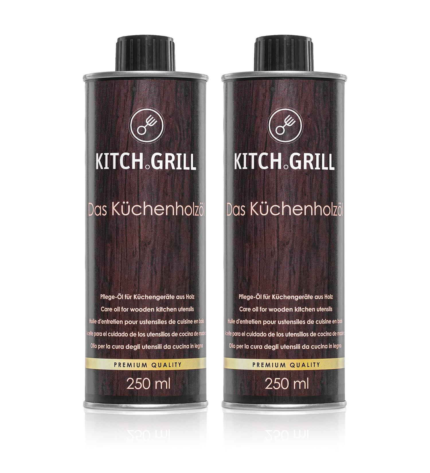  Kitch.Grill KitchGrill Kitchen Oil 2-pack of 250ml bottles of kitchen wood oil. Natural care for wooden cutting boards and kitchen utensils. Food safe and made in - Buy Online on GoSupps.com