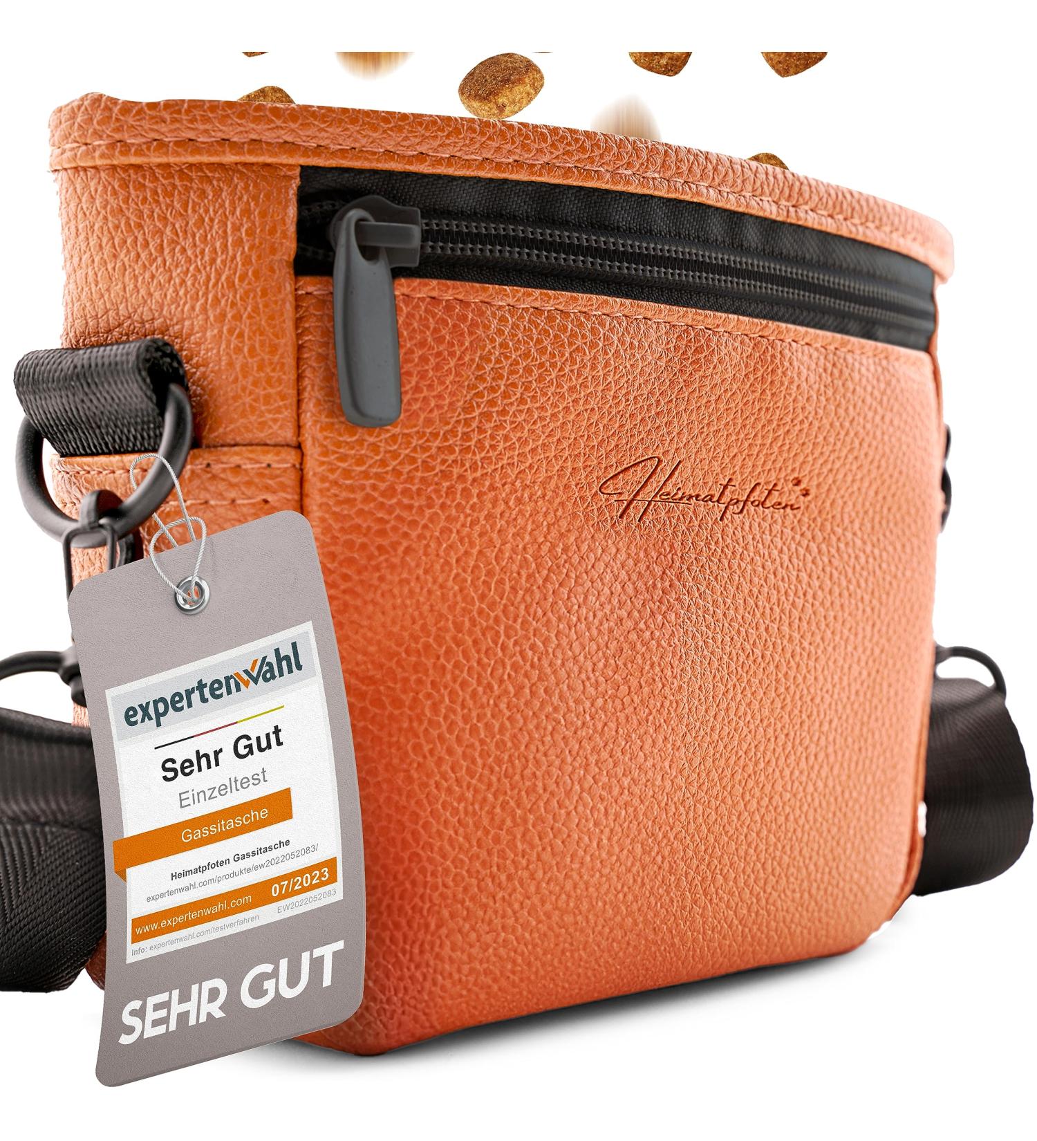 Heimatpfoten Leather Imitation Dog Feeding Bags - One-Hand Magnetic Closure | Cognac Brown - Buy Online on GoSupps.com
