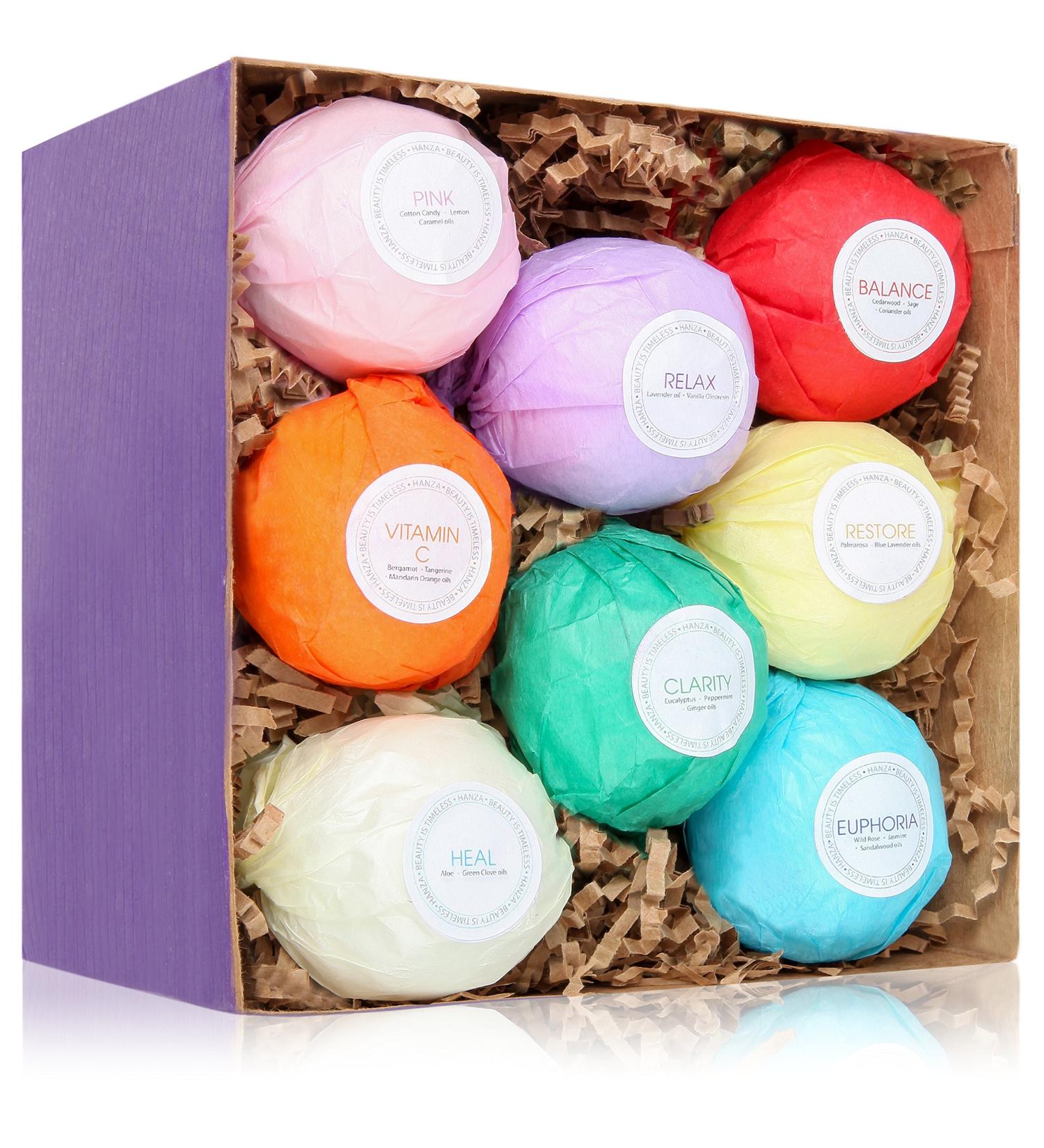 HanZ Bath Bombs Gift Set - Ultra Lush Spa Fizzies for Women, Mom, Girls, and Teens - Ideal Gift Ideas for Her - Add to Bath Bubbles and Beads (2 oz, Light Colors) - Buy Online on GoSupps.com