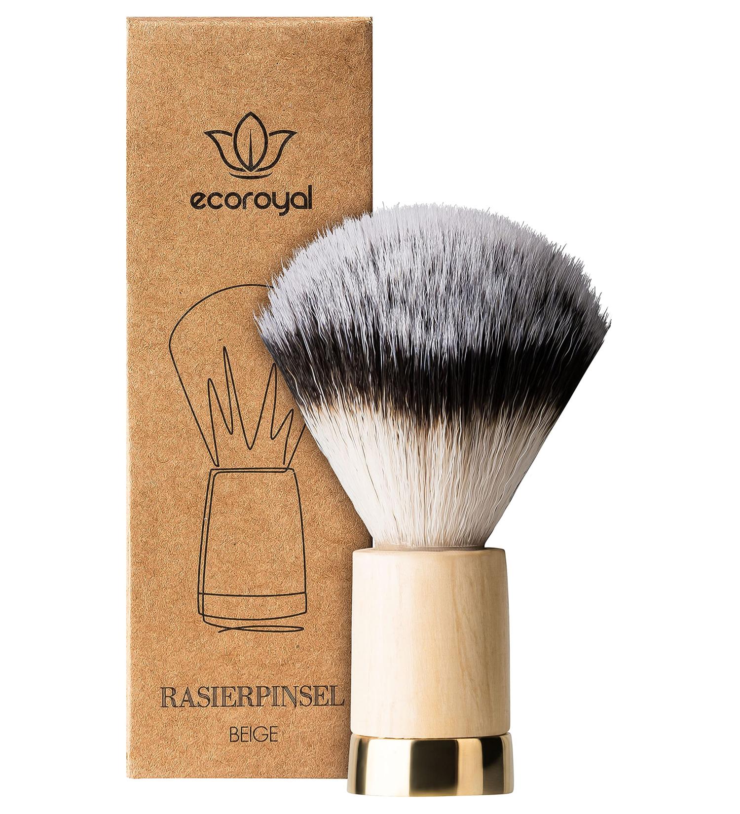 Ecoroyal Vegan Shaving Brush | Imitation Badger Hair Shaving Brush for Men & Women | Beige - Eco-Friendly Grooming Solution - Buy Online on GoSupps.com