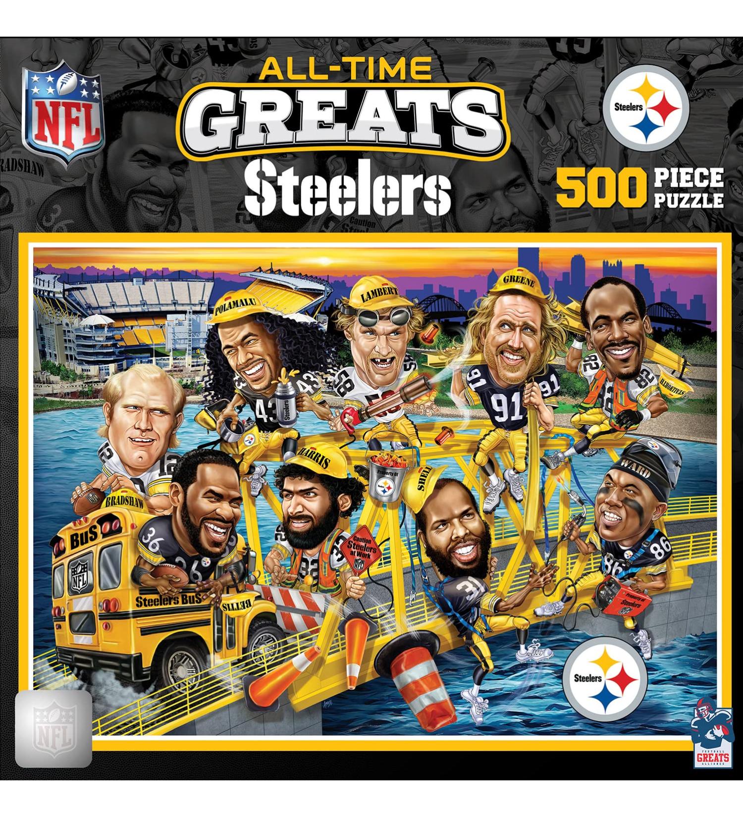 NFL Pittsburgh Steelers All-Time Greats 500 Piece Sports Jigsaw Puzzle for Adults - Baby Fanatic MasterPieces - 15x21 - Buy Online on GoSupps.com