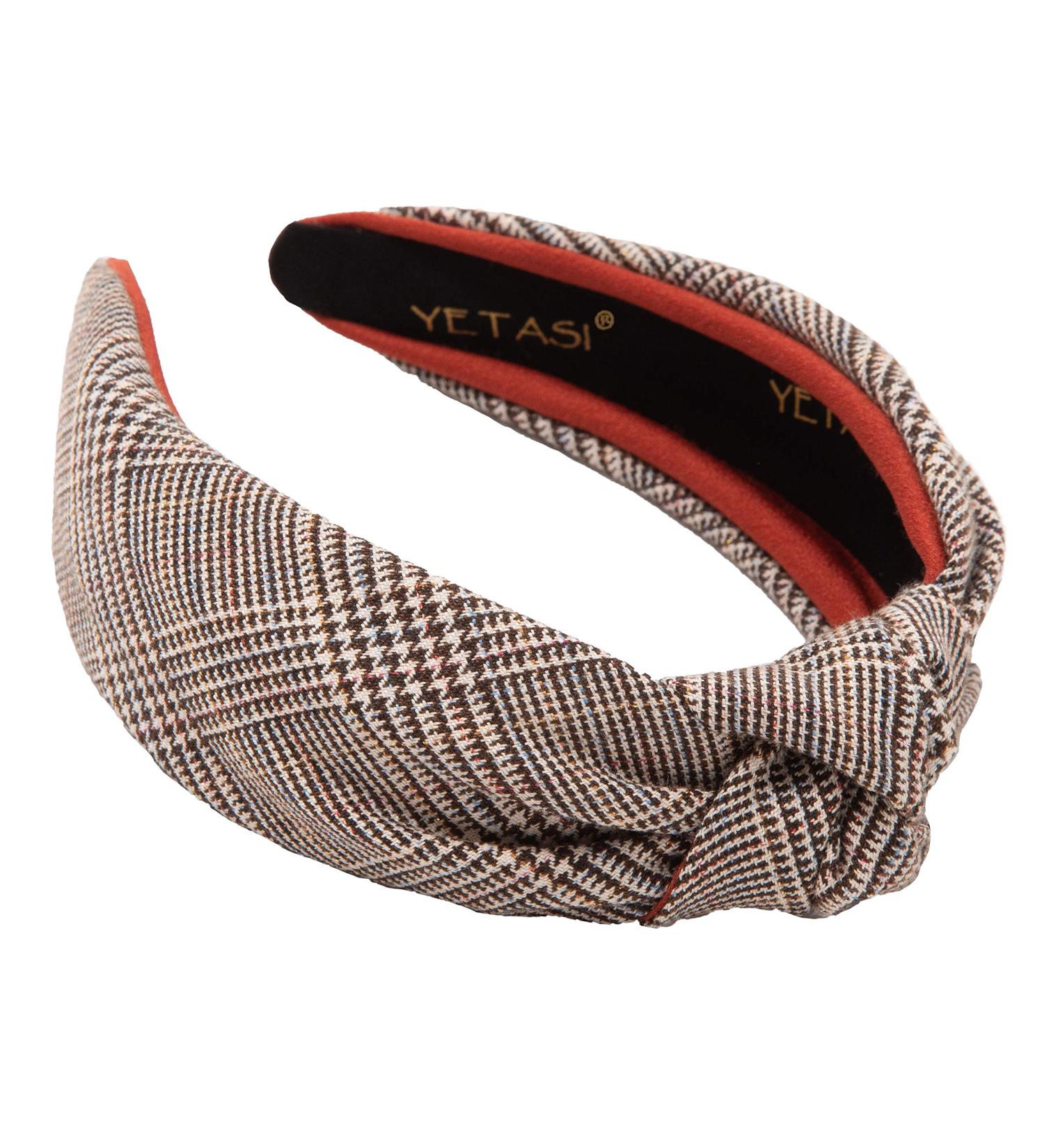YETASI Brown Plaid Knotted Headband for Women - Comfy Non Slip Material, Unique Style - Buy Online on GoSupps.com
