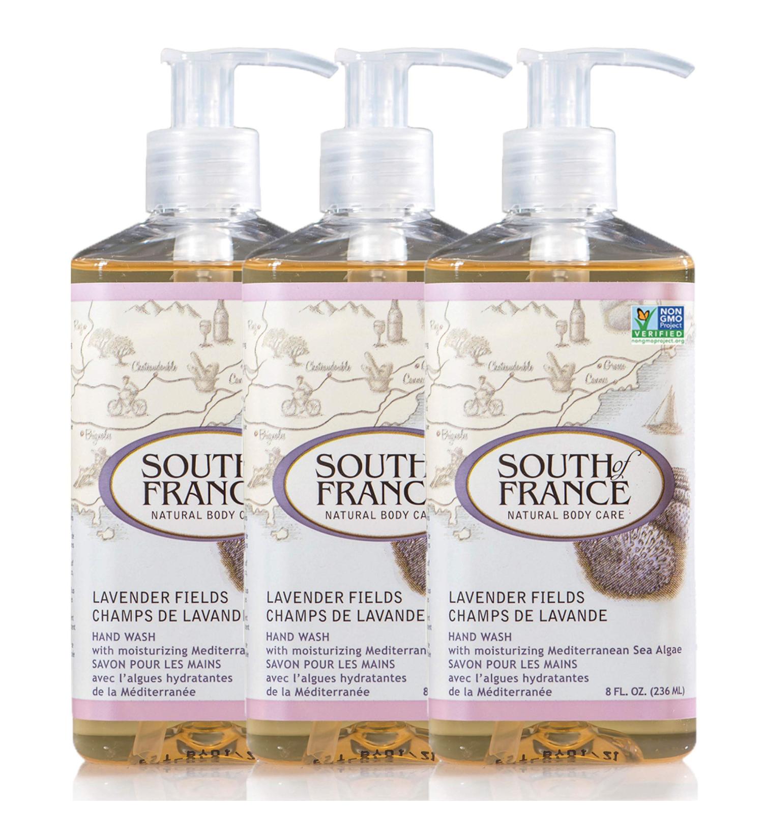 South of France Lavender Fields Hand Wash | Moisturizing Liquid Soap with Mediterranean Sea Algae | 8 oz Pump Bottle 3 Pack - 24 fl oz Total - Buy Online on GoSupps.com