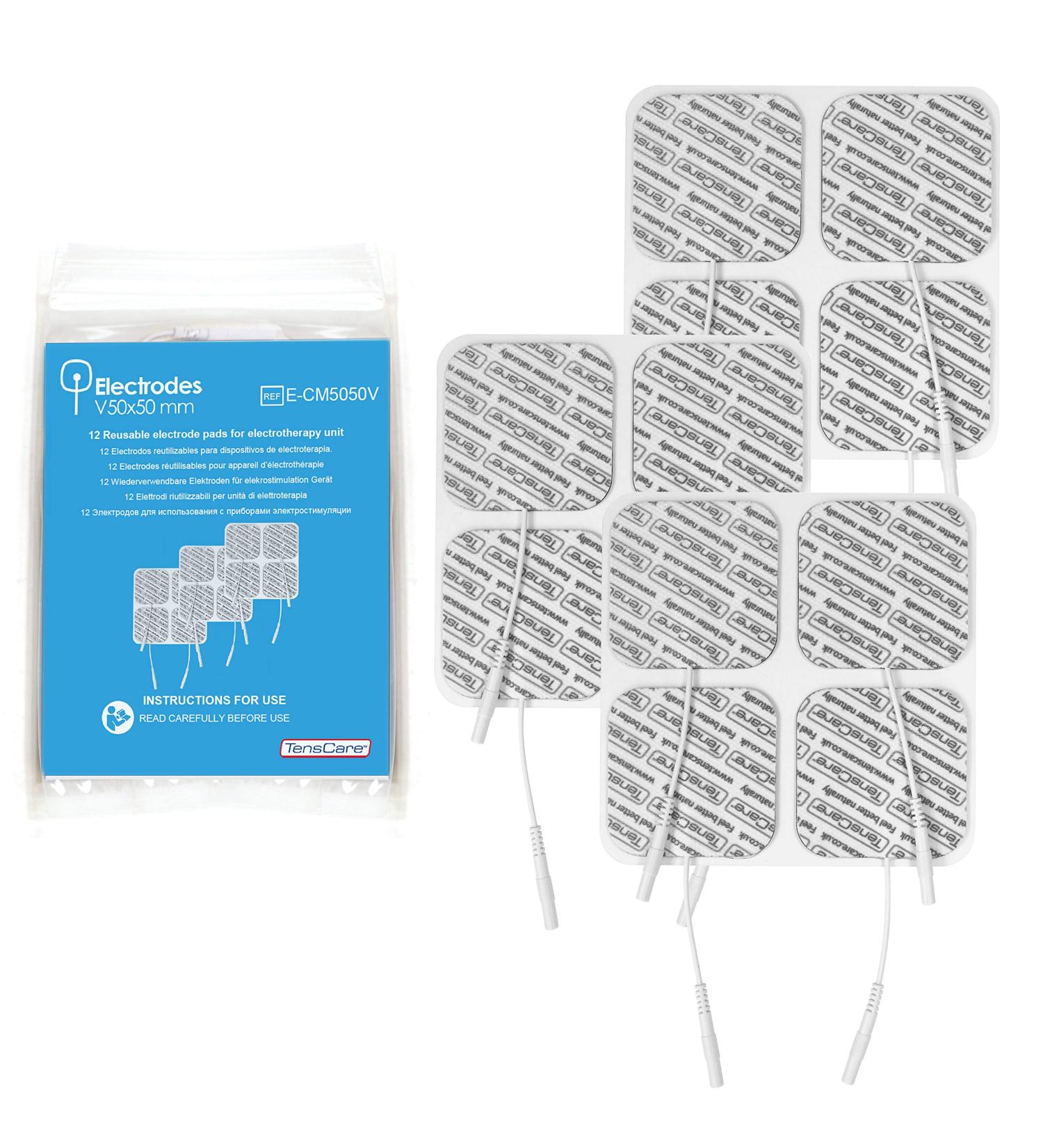TensCare ECM5050V 50x50 mm Reusable Electrode Pads - Pack of 12 (Eligible for VAT relief in the UK) 1 pack of 12 electrodes - Buy Online on GoSupps.com