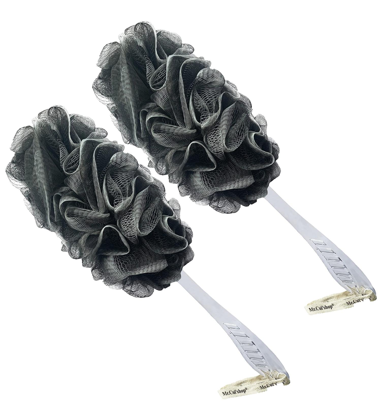 2PACK Bamboo Charcoal Exfoliating Loofah Bath Back Brush - Long Handle for Men and Women - Shower Body Scrubber - Buy Online on GoSupps.com