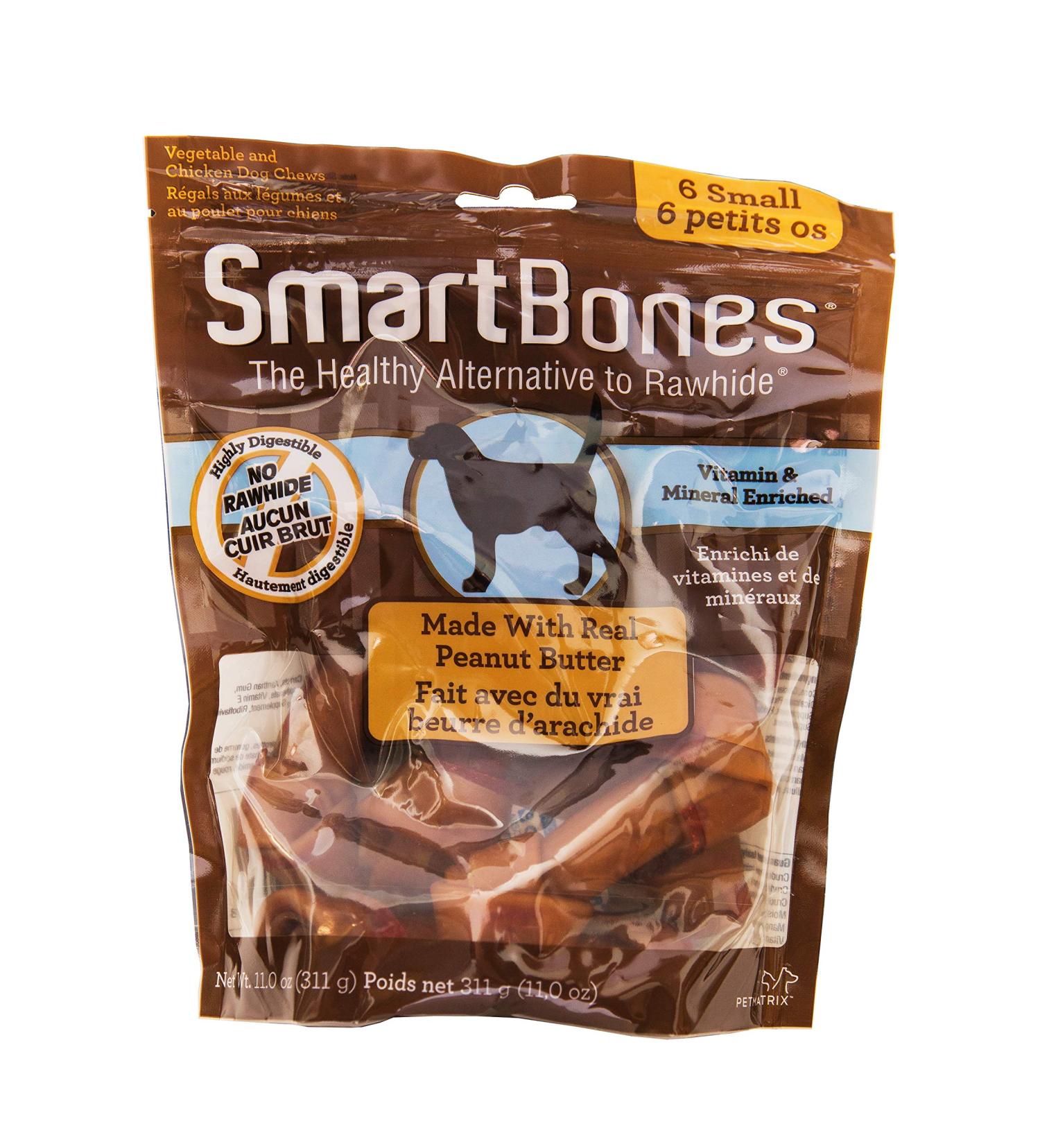 SmartBones Peanut Butter Small Bones 6ct 11.0oz 311g 311 g (Pack of 1) Small - Buy Online on GoSupps.com