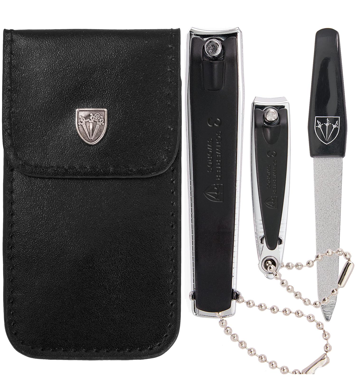 3 Swords Germany Professional Fingernail & Toenail Clipper Set - High-Quality Cortaunas for Manicure and Pedicure Grooming - Black (1912) - Buy Online on GoSupps.com