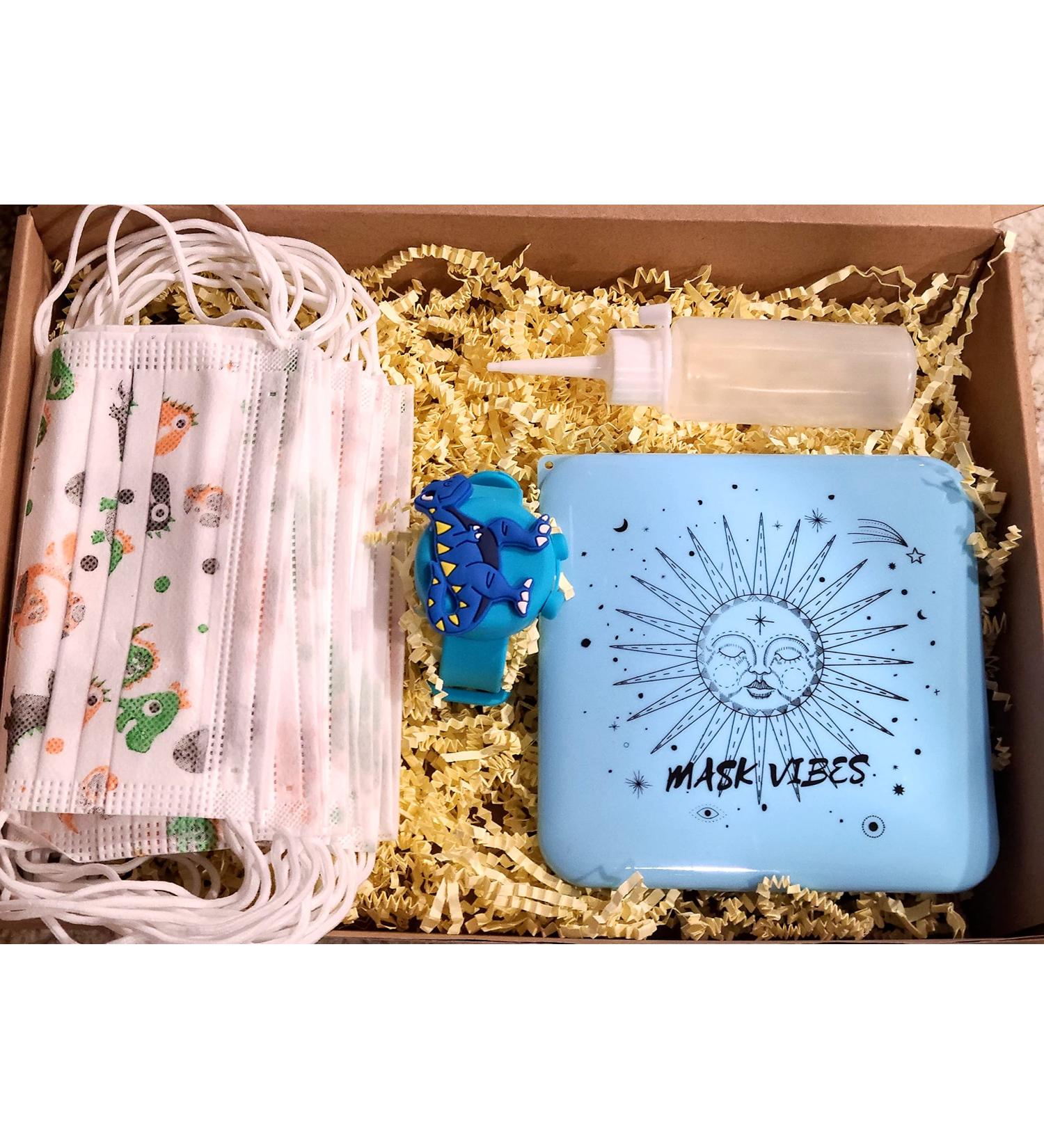 Health Kit 4 Kids - Dinosaur Blue | Disposable Masks Mask Holder & Wristband Sanitizer for Back to School | International Shipping Available - Buy Online on GoSupps.com