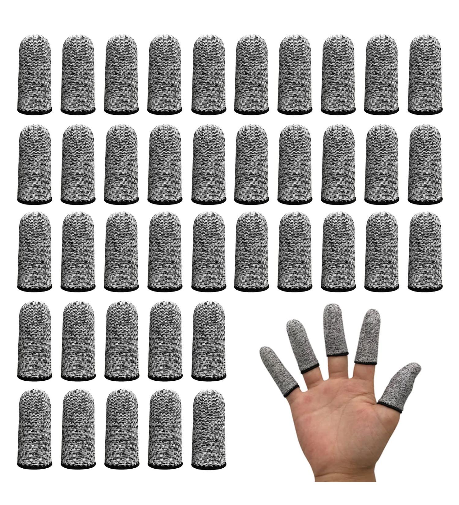 TSHAOUN 40 Pcs Finger Cots - Cut Resistant Finger Protectors - Anti-Slip Reusable Finger Sleeves for Garden, Kitchen, Work - Grey - Buy Online on GoSupps.com