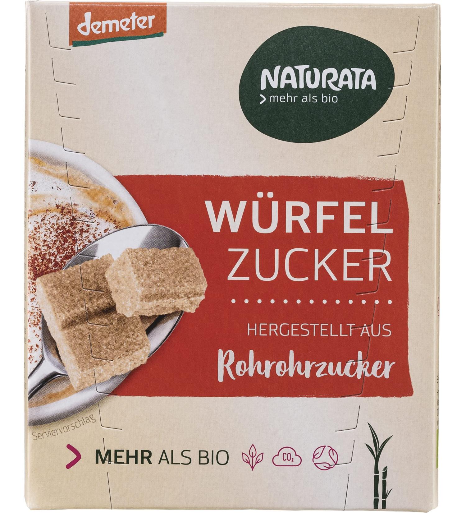 Naturata organic sugar cubes made from raw cane sugar (2 x 500 gr) 500 g (pack of 2)