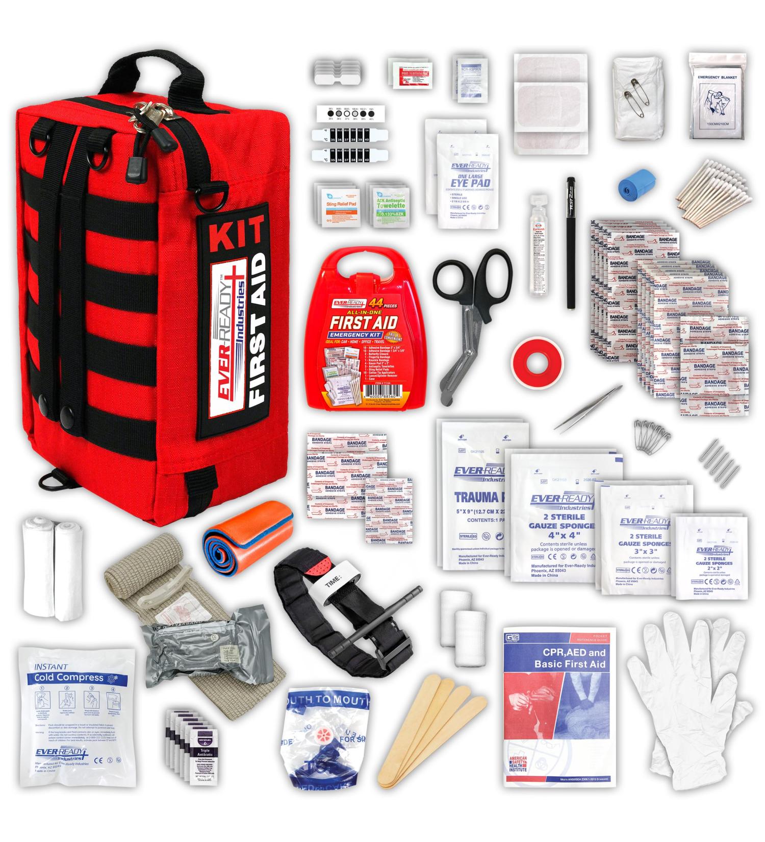 Ever-Ready Premium Trauma First Aid Kit - 240 Pieces for Home Workplace & Outdoor | OSHA & ANSI Compliant | Bonus Travel Kit Included - Buy Online on GoSupps.com