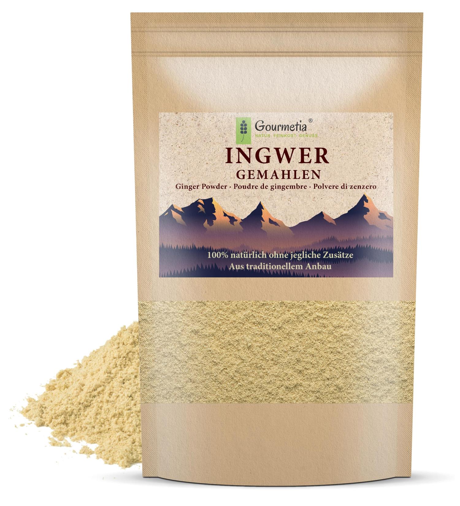 Gourmetia Ground Ginger Powder 200g - 100% Natural Ginger Root for Tea & Cooking - Buy Online on GoSupps.com