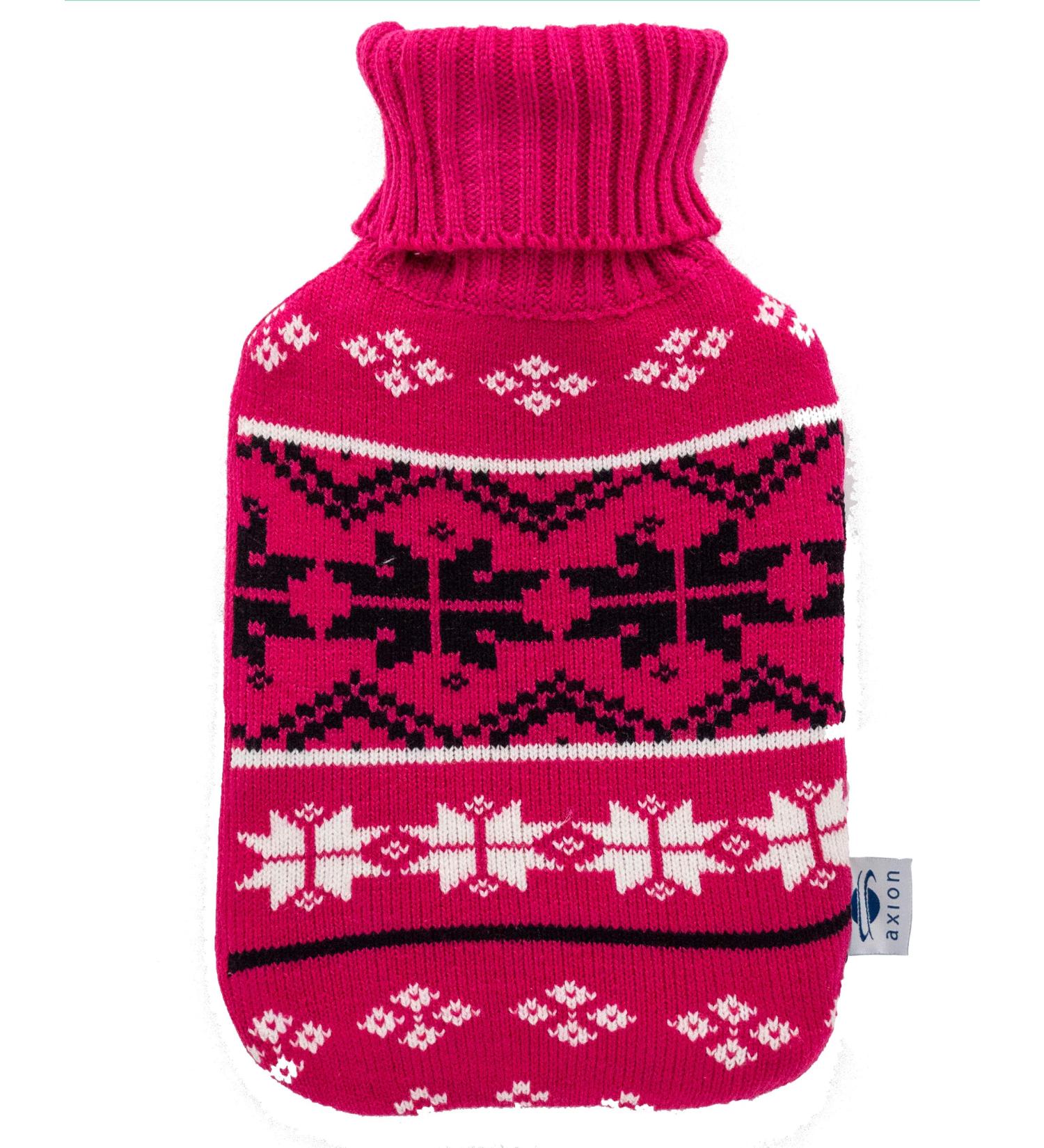 Buy 2L Heat Bottle - Soft Pink Knit Cover with Christmas Design for Pain Relief & Relaxation | Natural Rubber by Axion - Shop Internationally - Buy Online on GoSupps.com
