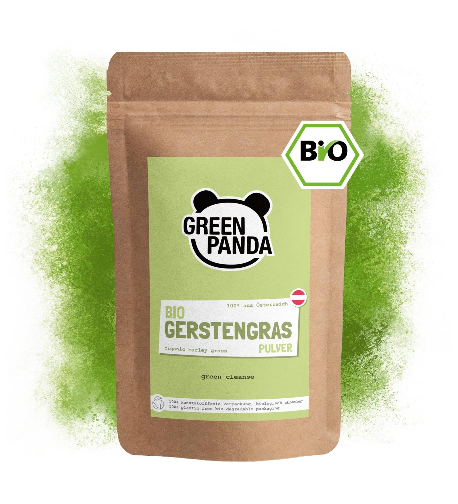 Buy Green Panda Bio Gerstengras Powder 500g - Organic Barley Grass Juice & Super Green Smoothie Powder - Eco-Friendly Reusable Bag - Ship Worldwide - Buy Online on GoSupps.com