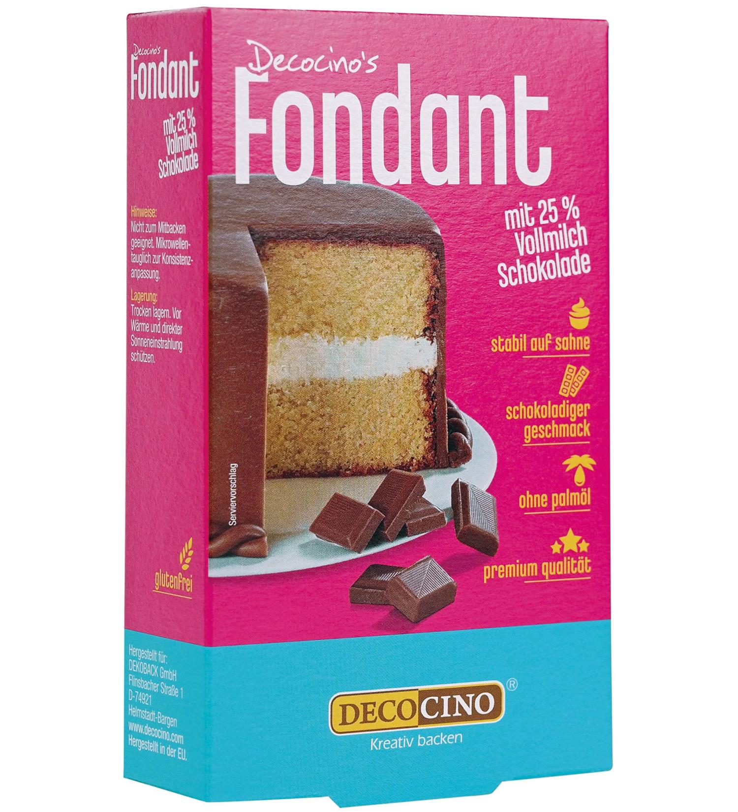 Decocino Fondant Chocolate 250g | 25% Whole Milk Palm Oil Free Tearproof & Stable for Cake Decoration - Buy Online on GoSupps.com