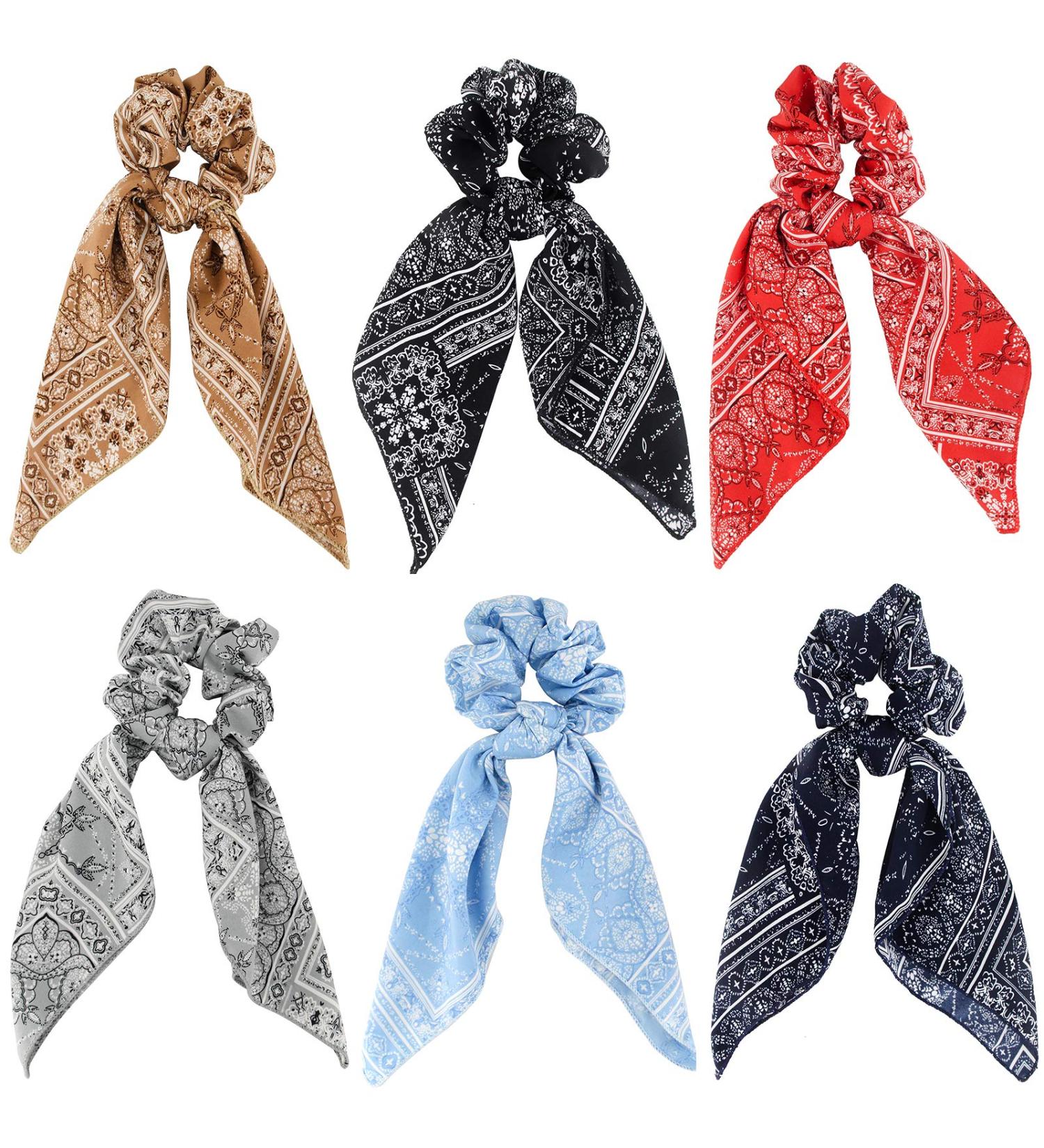 Cutewing Paisley Hair Scarf Ponytail Scrunchies - 6PCS Set | Strong Elastic Hair Ties for Women & Girls - Buy Online on GoSupps.com