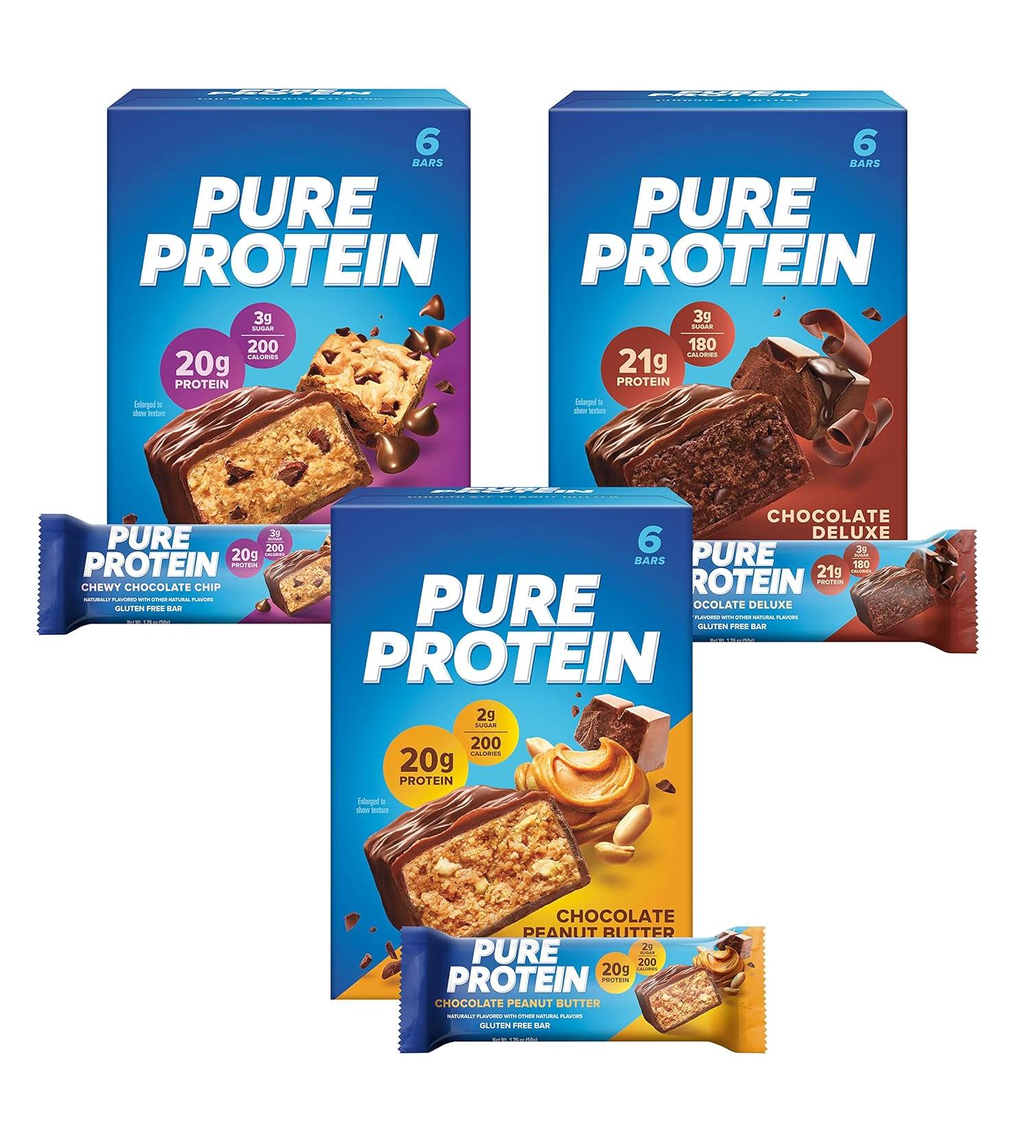 Pure Protein Bars - High Protein Nutritious Snack Variety Pack (18 Count) for Energy Boost - Buy Online on GoSupps.com