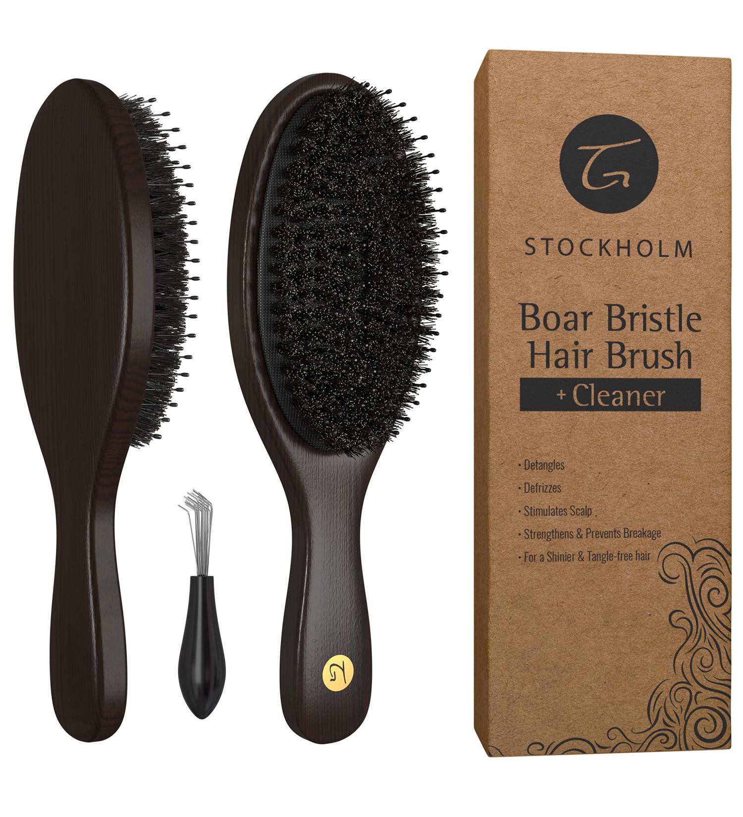 Premium Men's and Women's Boar Hair Brush with Detangling Nylon Pins - Cherry Wood Handle - Stimulates Scalp for Soft, Shiny Hair - Buy Online on GoSupps.com