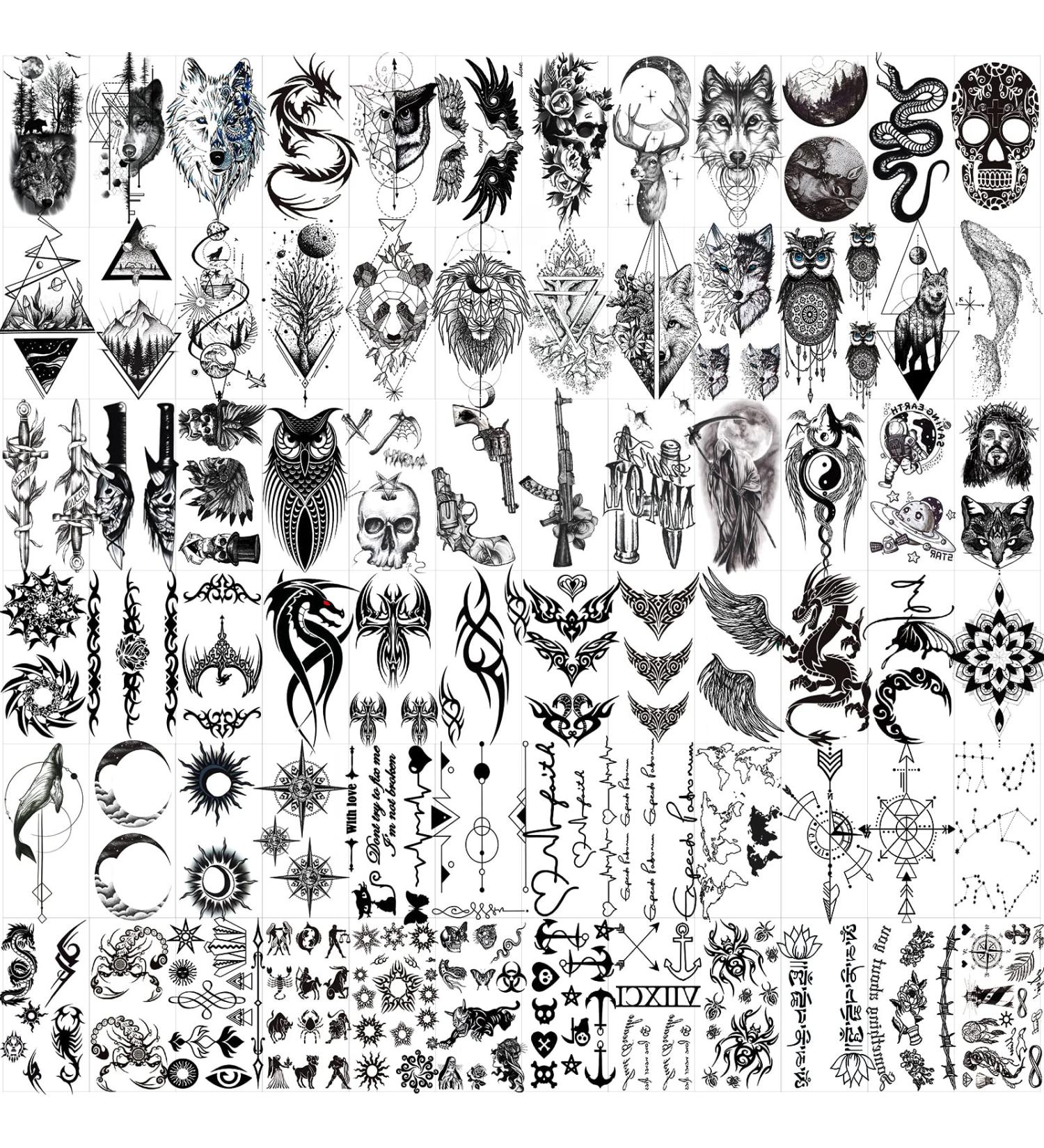 Hotoyannia 72 Sheets Tiny Temporary Tattoos: Realistic and Long Lasting Halloween Designs - Wolf, Lion, Tiger, Skull Tattoos - Buy Online on GoSupps.com