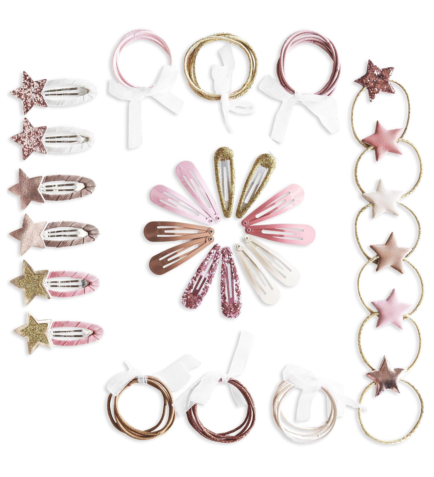 Paper Dragon Special 48 Hair Clips & Ties - Durable Glitter Fabric Hair Accessories for Kids - Perfect for Long & Fine Hair - Buy Online on GoSupps.com