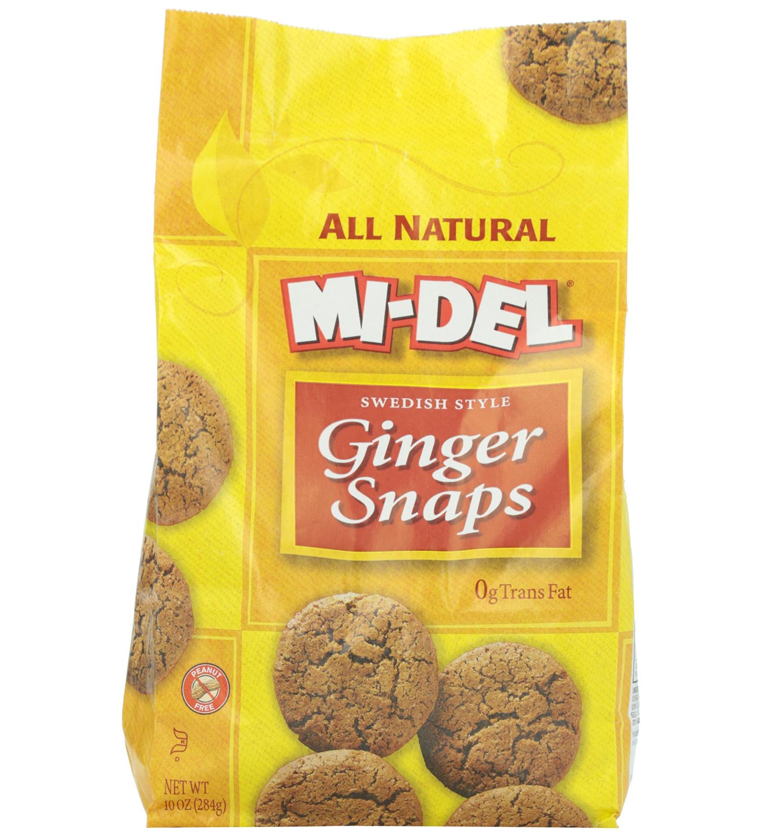 Mi-Del Ginger Snaps 10 oz - Crunchy Ginger Cookies | Gluten-Free Snack - Buy Online on GoSupps.com