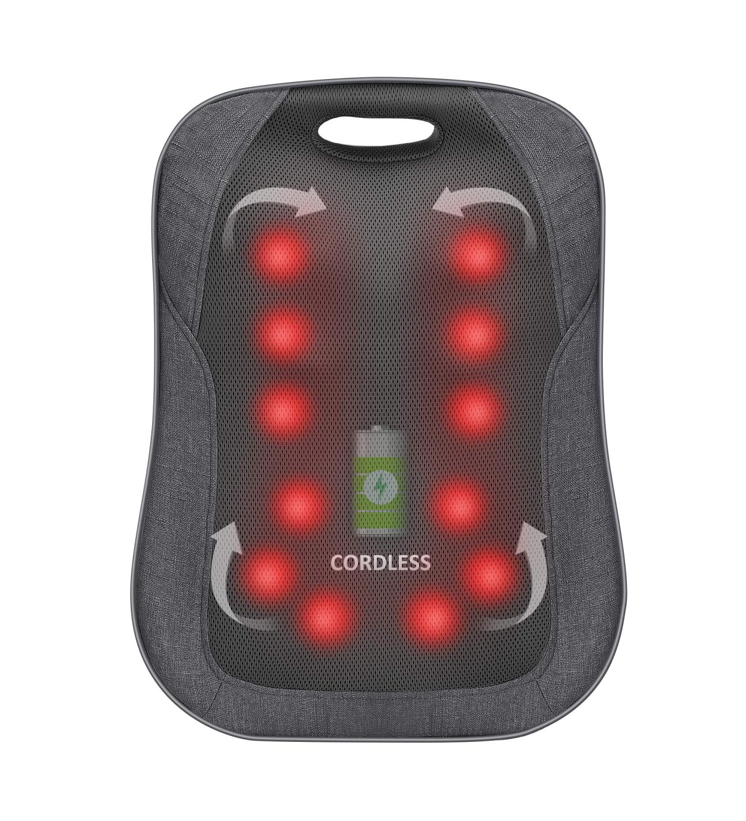 Comfier Cordless Shiatsu Back Massager with Heat - Rechargeable Chair Pad, Portable and Adjustable Intensity - Ideal Gifts, Cordless Dark Gray - Buy Online on GoSupps.com
