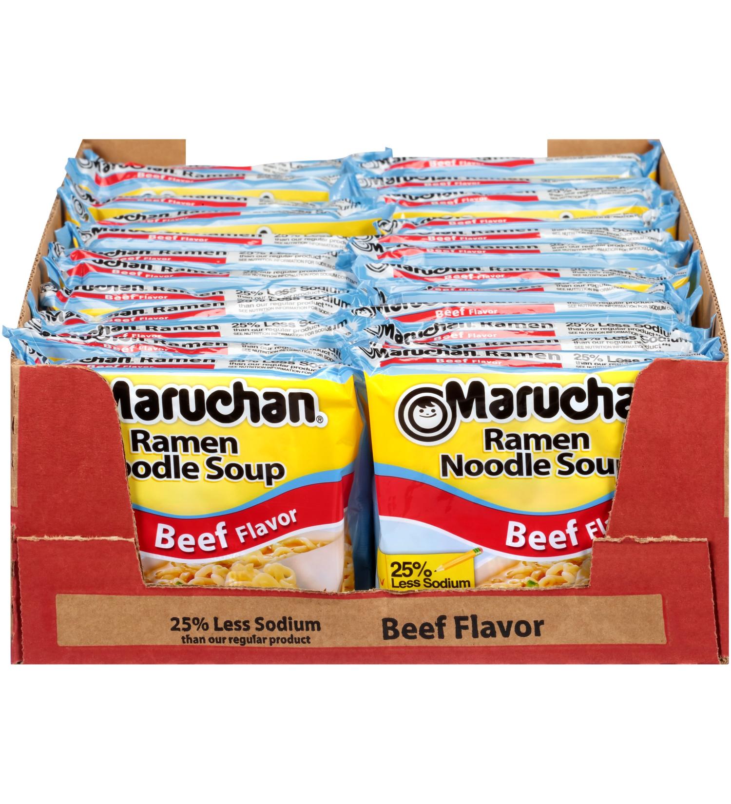 Maruchan Ramen Less Sodium Beef  3.0 Oz  Pack of 24 - Buy Online on GoSupps.com
