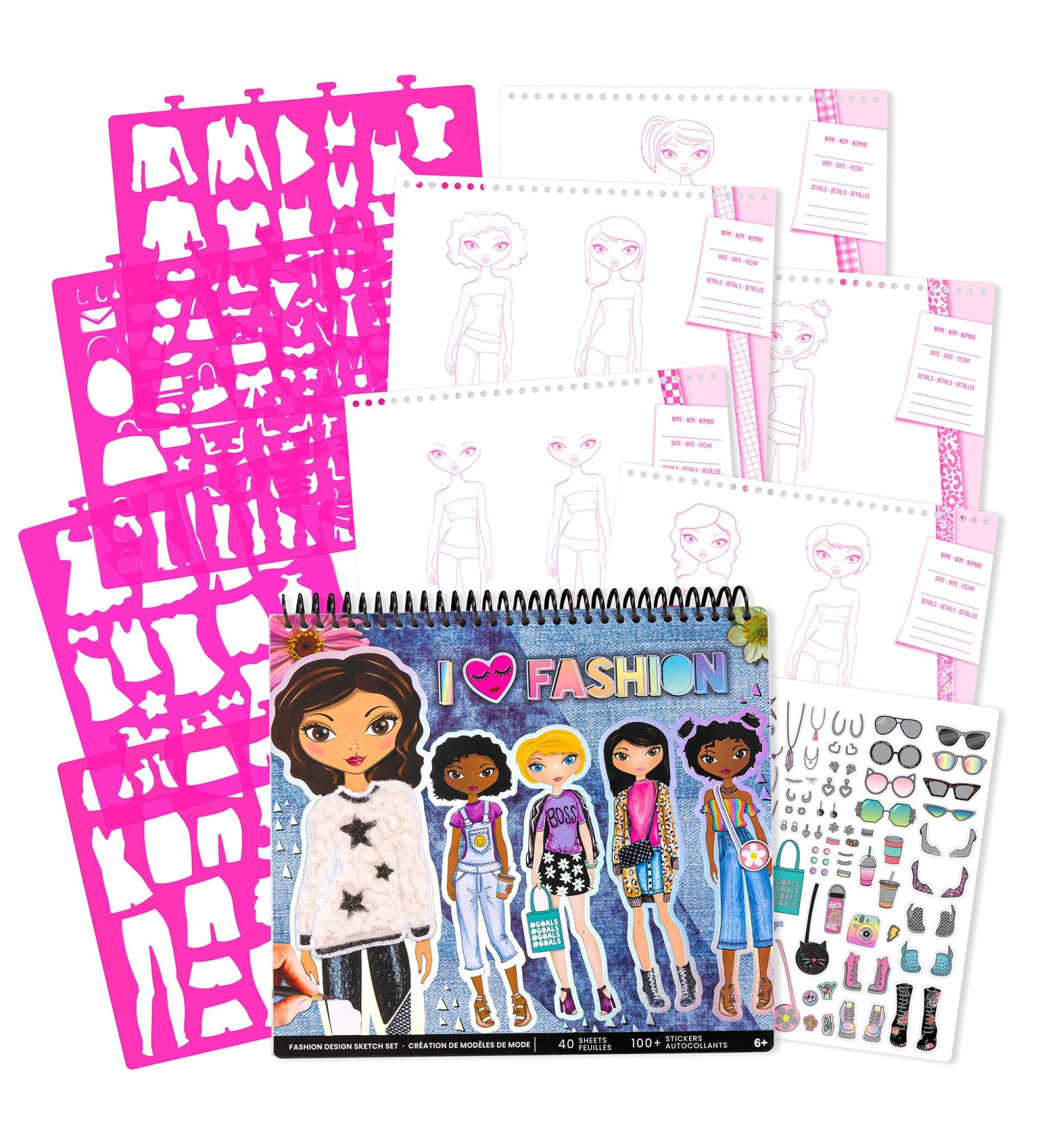 Fashion Angels I Love Fashion Sketch Portfolio - Sketch Book for Beginners | Includes Stencils and Stickers | For Kids 6 - Buy Online on GoSupps.com