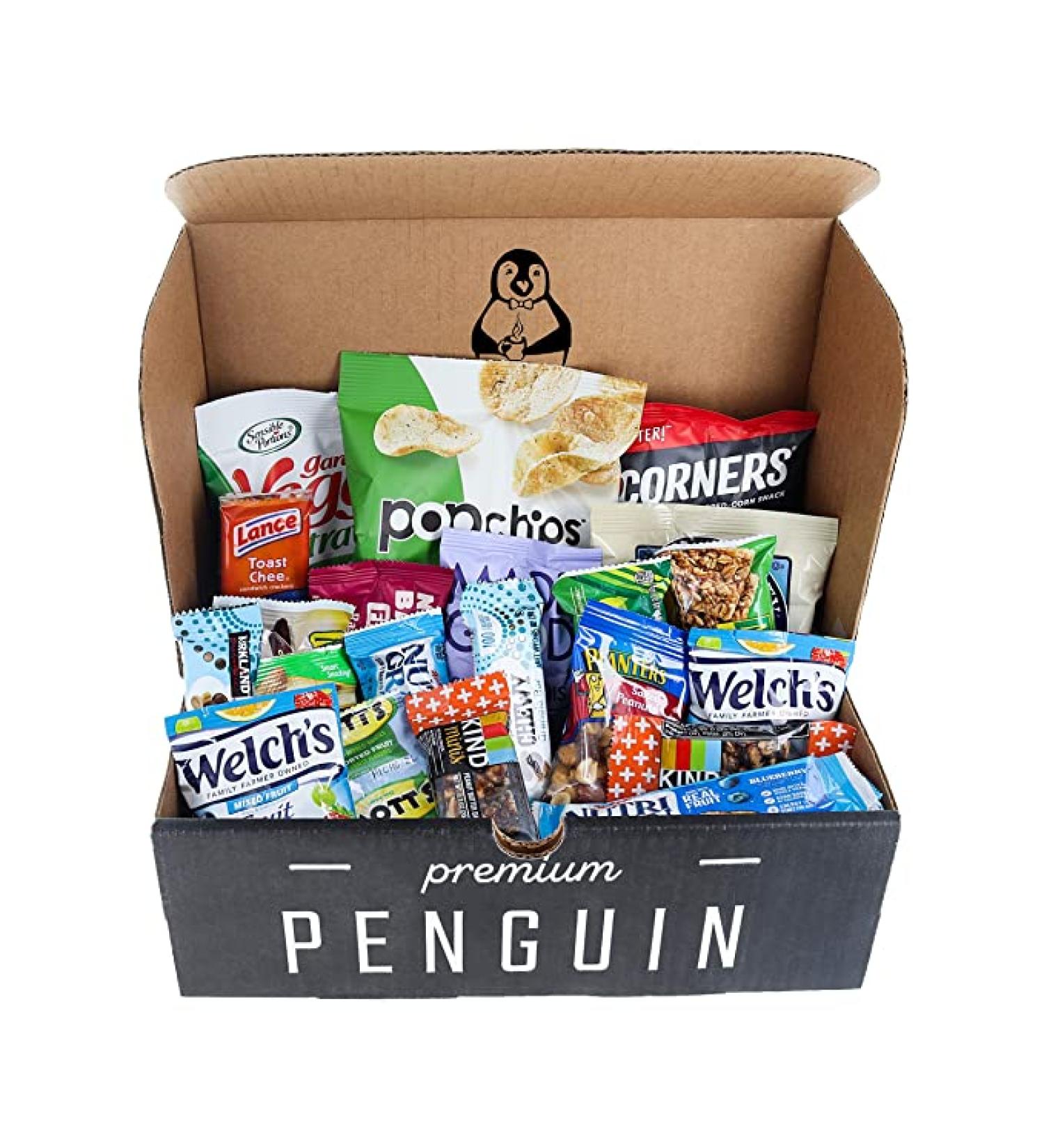 Premium Penguin Healthy Snacks Care Package - 20 Count Variety Pack of Popcorn, Fruit Snacks, Nuts & More! - Buy Online on GoSupps.com