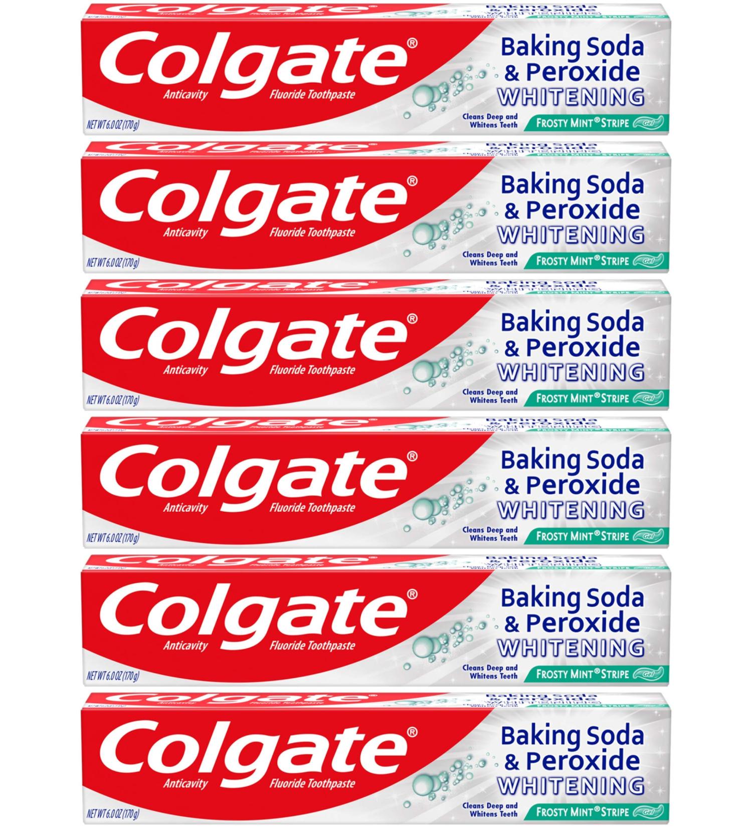 Colgate Peroxide & Baking Soda Whitening Toothpaste with Fluoride - Frosty Mint, 6 oz (Pack of 6) - Buy Online on GoSupps.com